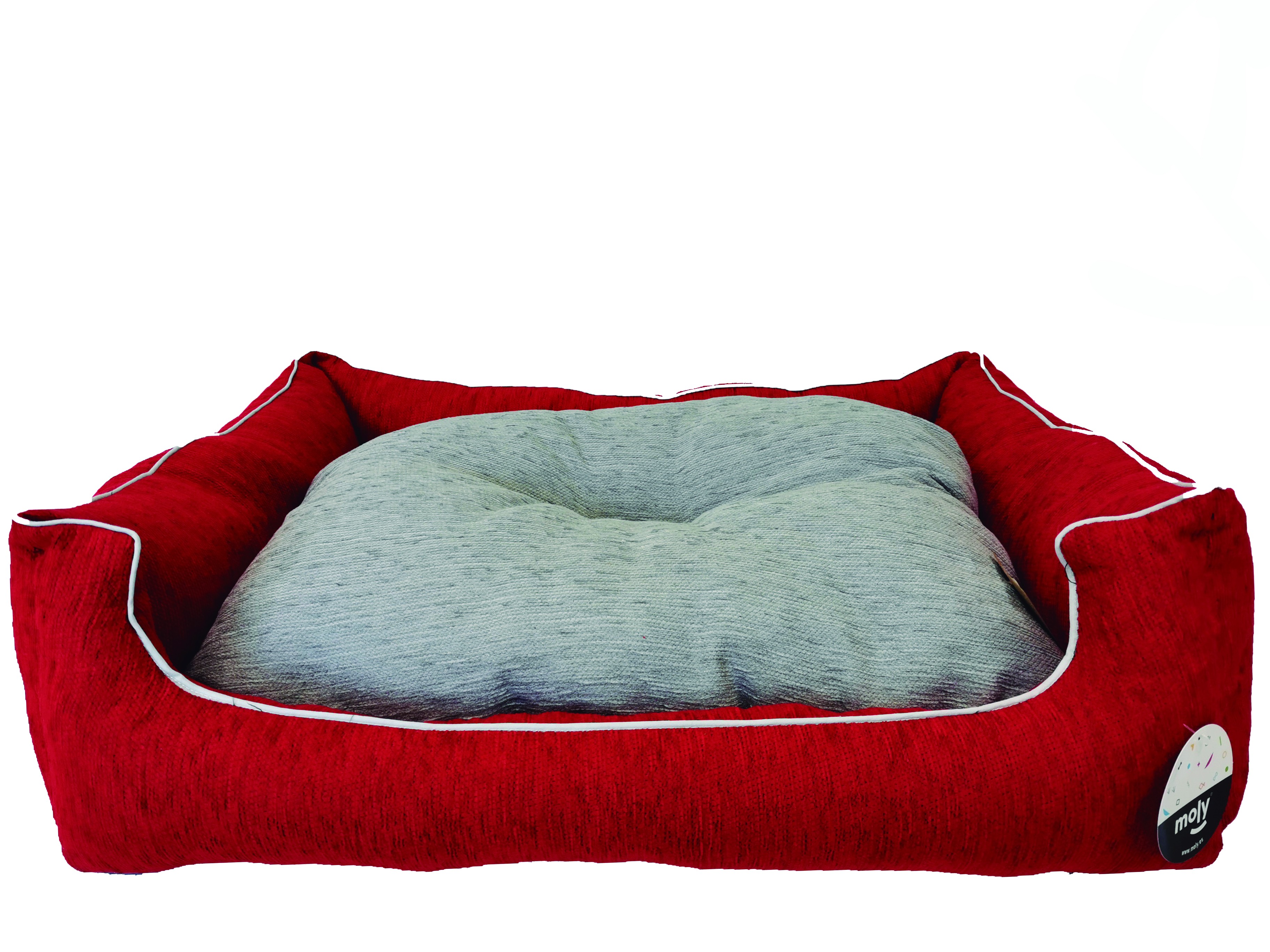 Rechteckiges Kissen aus rotem Chenille T-4