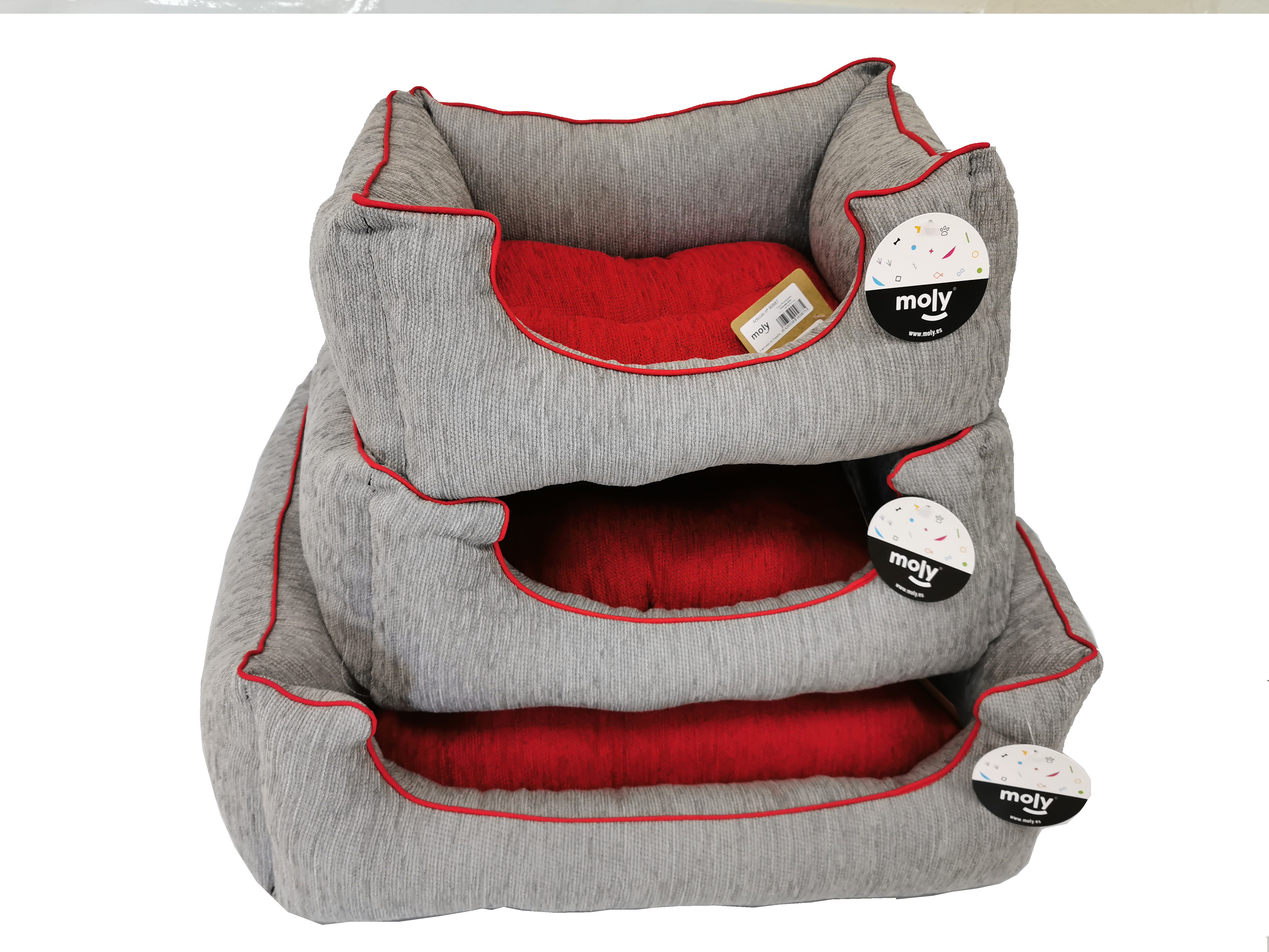 Rechteckiges Kissen aus grauem Chenille T-1 50x42x21 — Foto 2