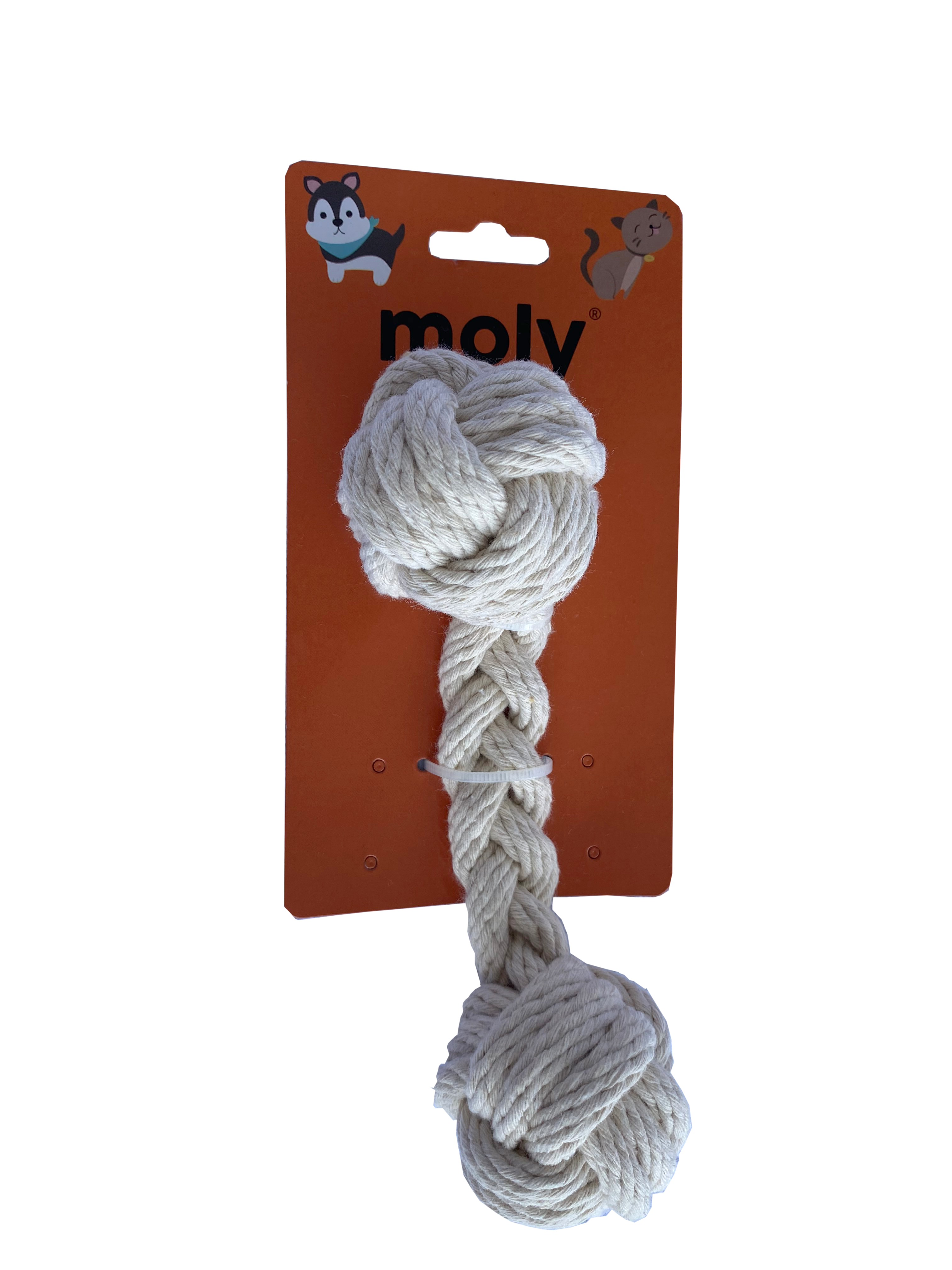 Knotenseilspielzeug aus Baumwolle 5x20 cm mit zwei Knoten