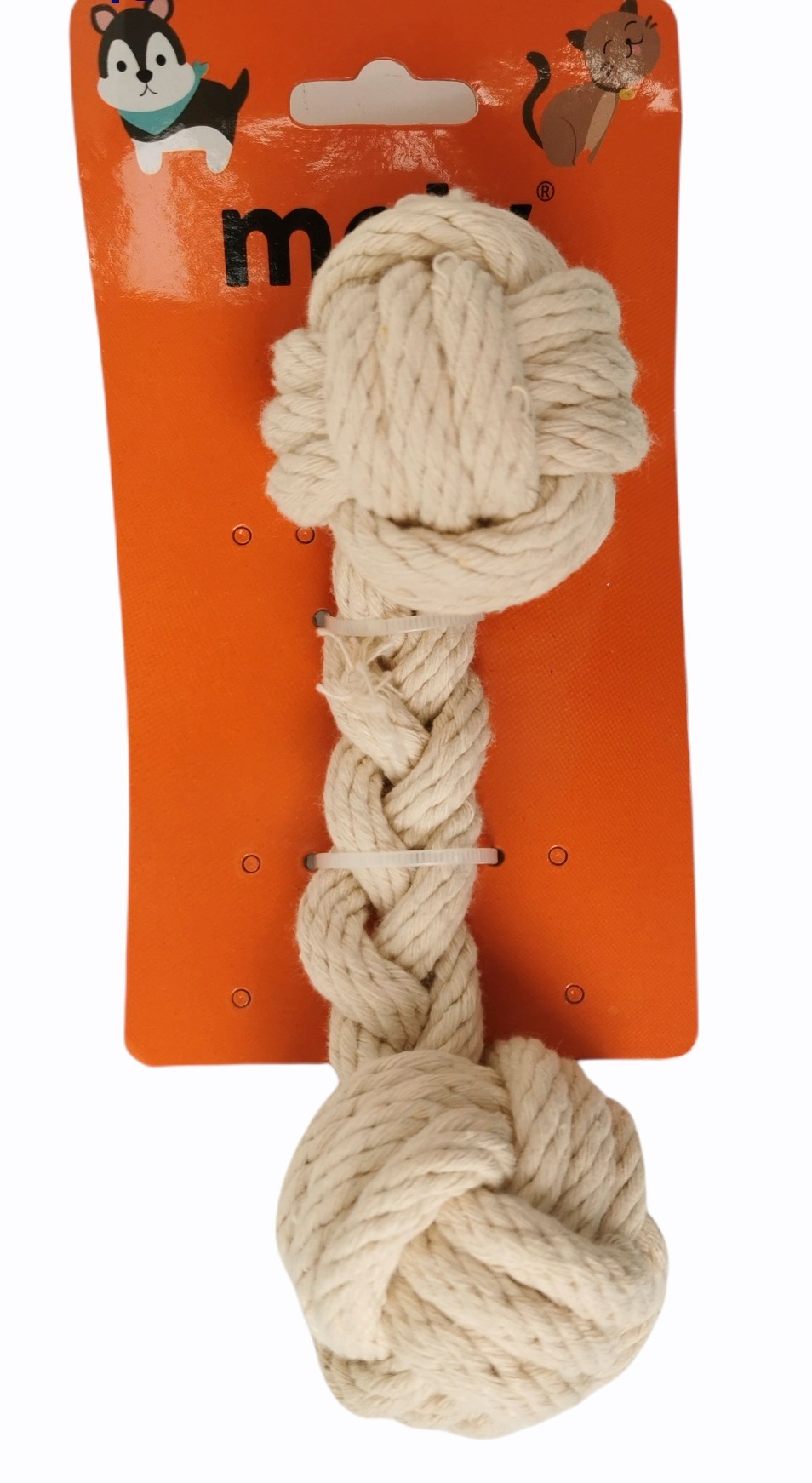 Knotenseilspielzeug aus Baumwolle 5x20 cm mit zwei Knoten — Foto 2