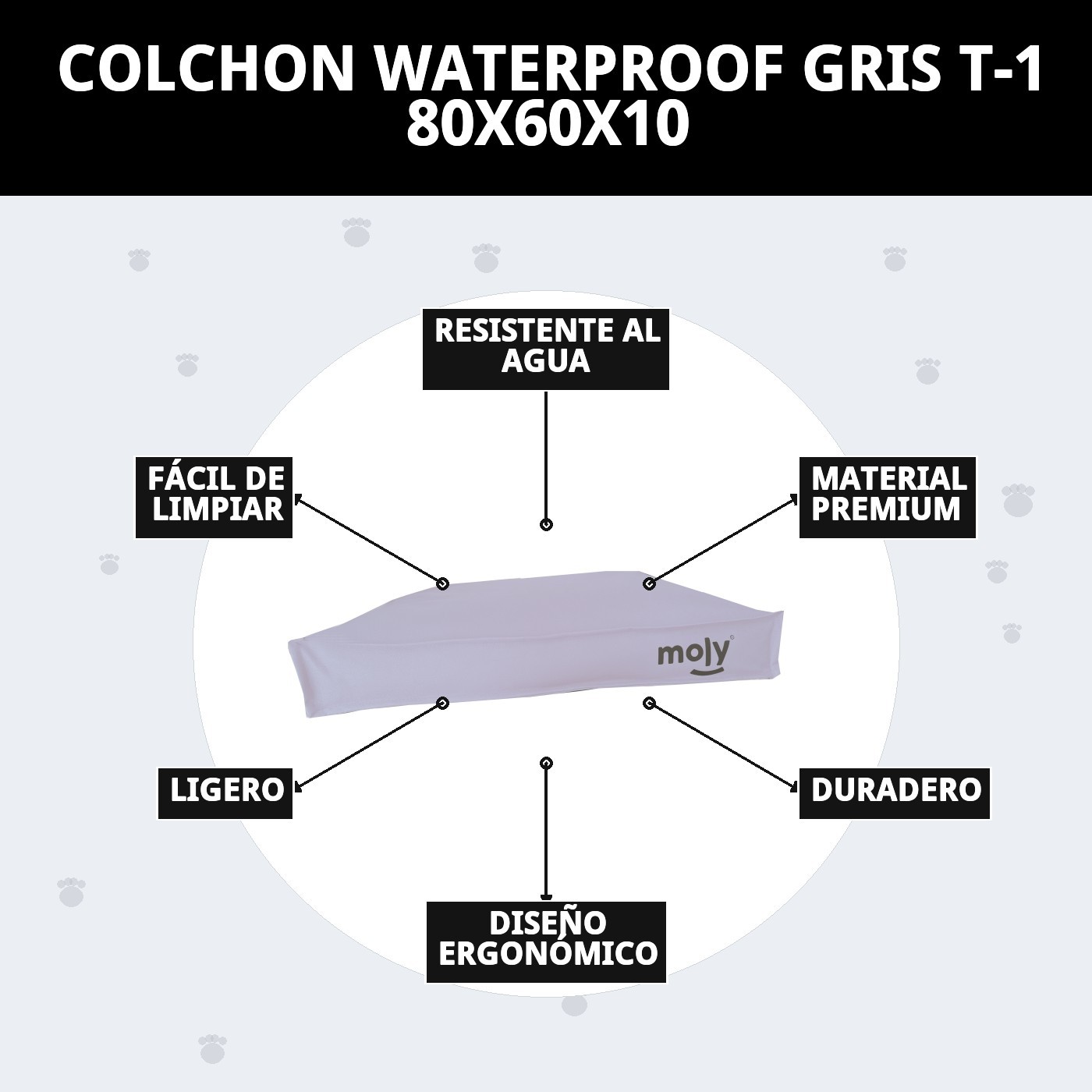Wasserdichter grauer Matratze T-1 80x60x10 — Foto 8