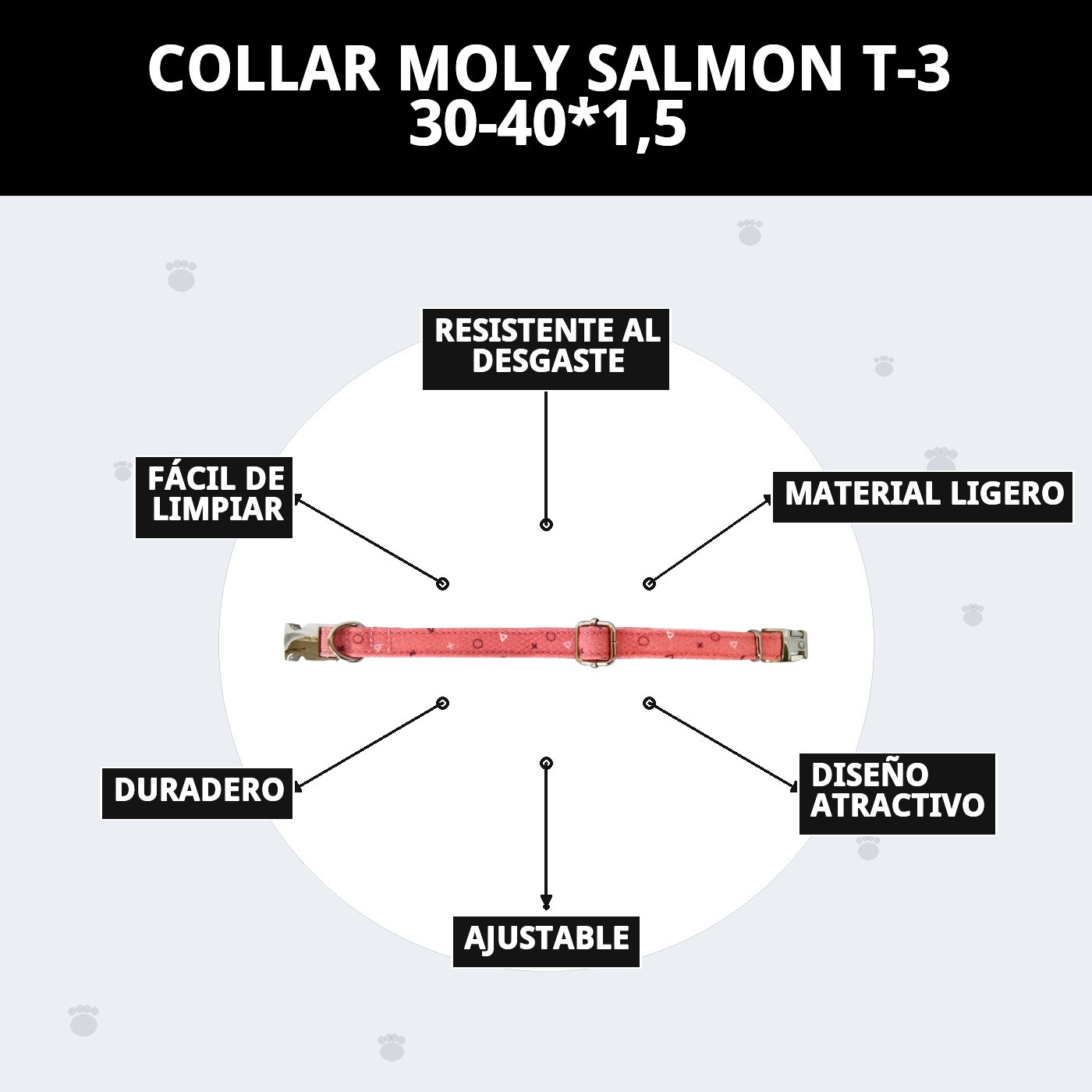 Halsband Moly Lachs T-3 30-40*1,5 — Foto 8