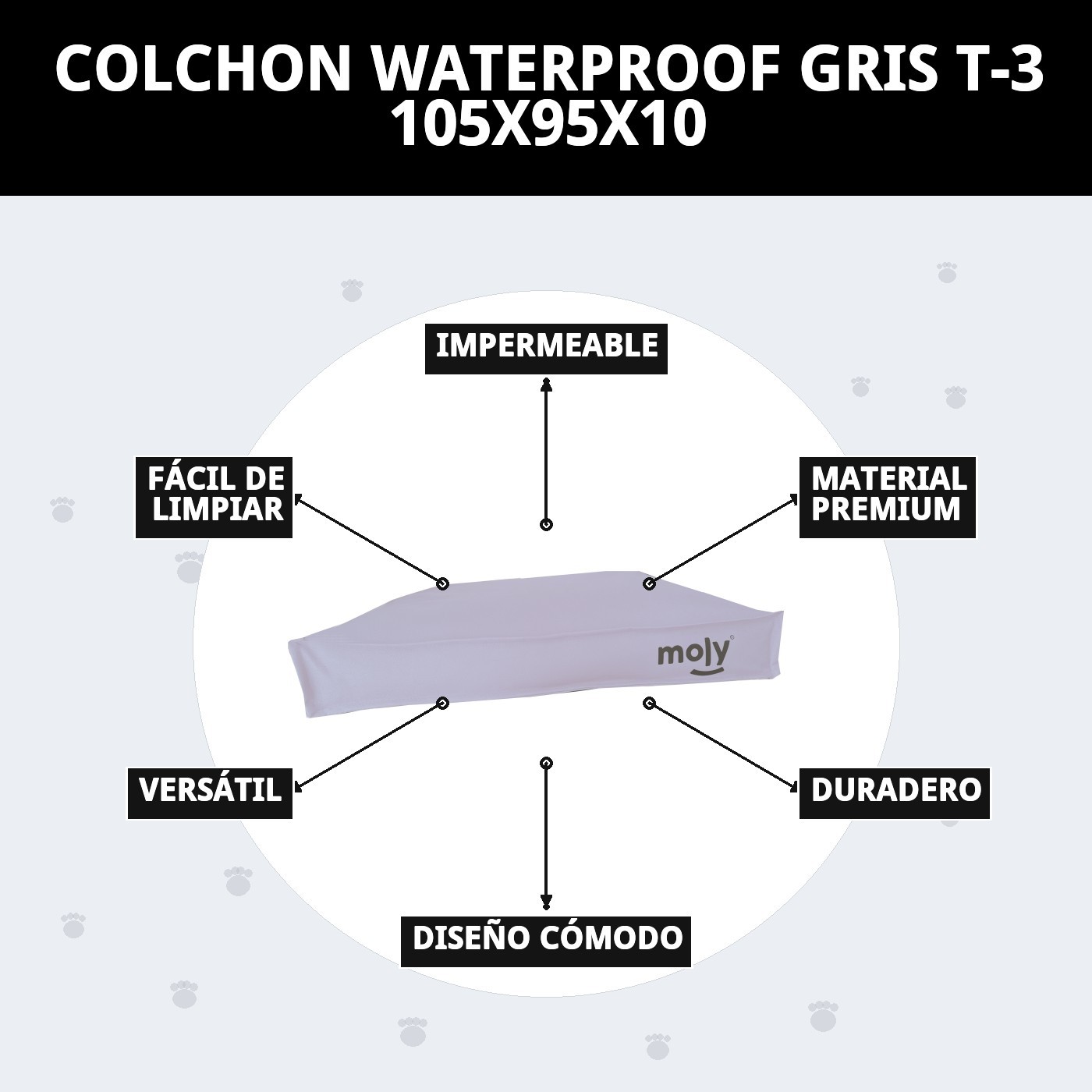 Wasserdichte graue Matratze T-3 105x95x10 — Foto 8