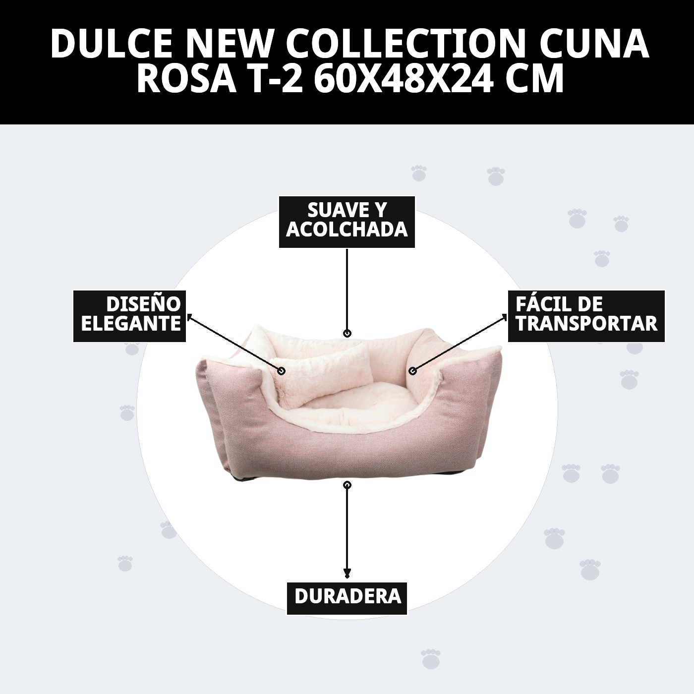 Rosa Kissen T-2 60x48x24 cm - Neue Kollektion DULCE für Tiere — Foto 8