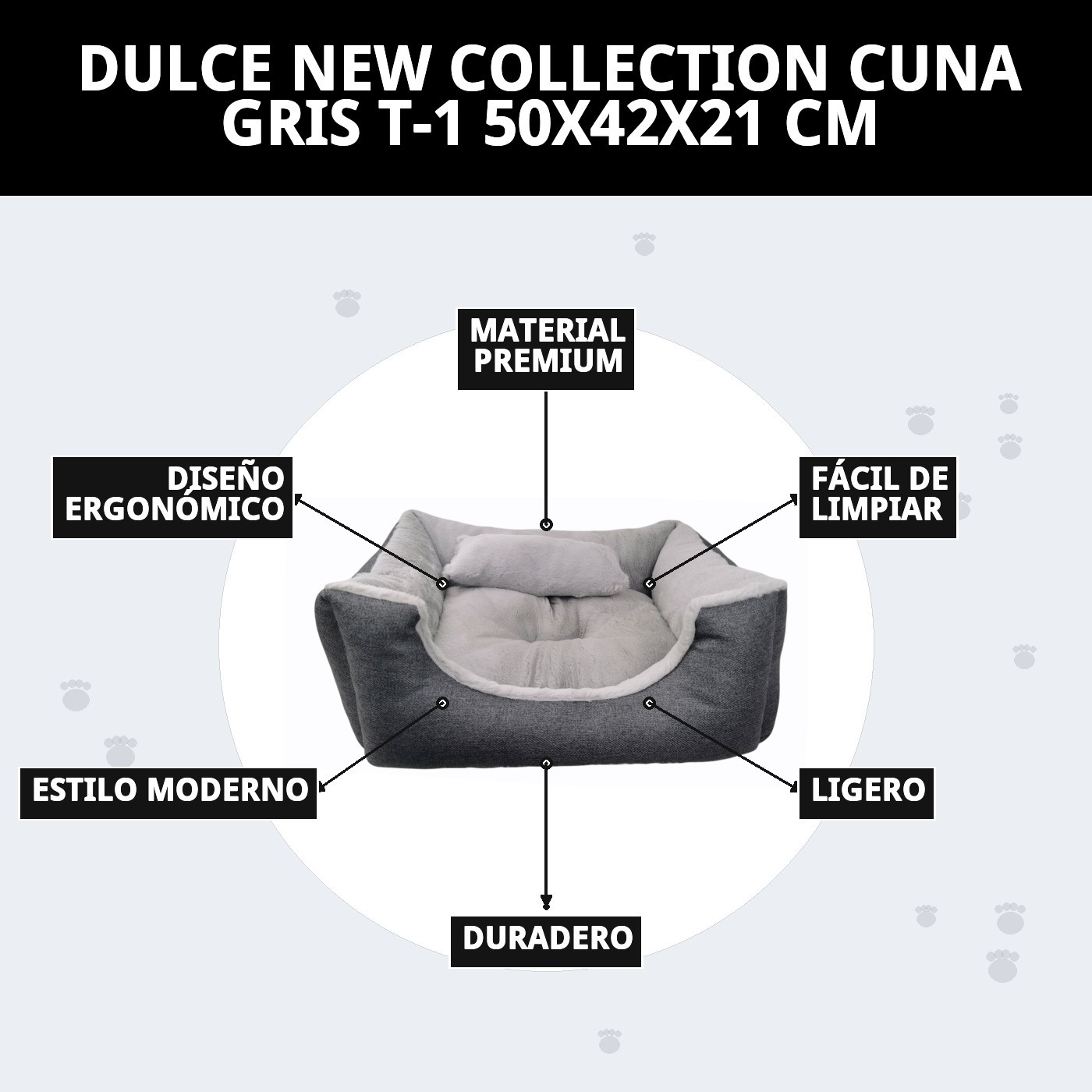 Couchage Gris DULCE Nouvelle Collection T-1 50x42x21 cm — Foto 8