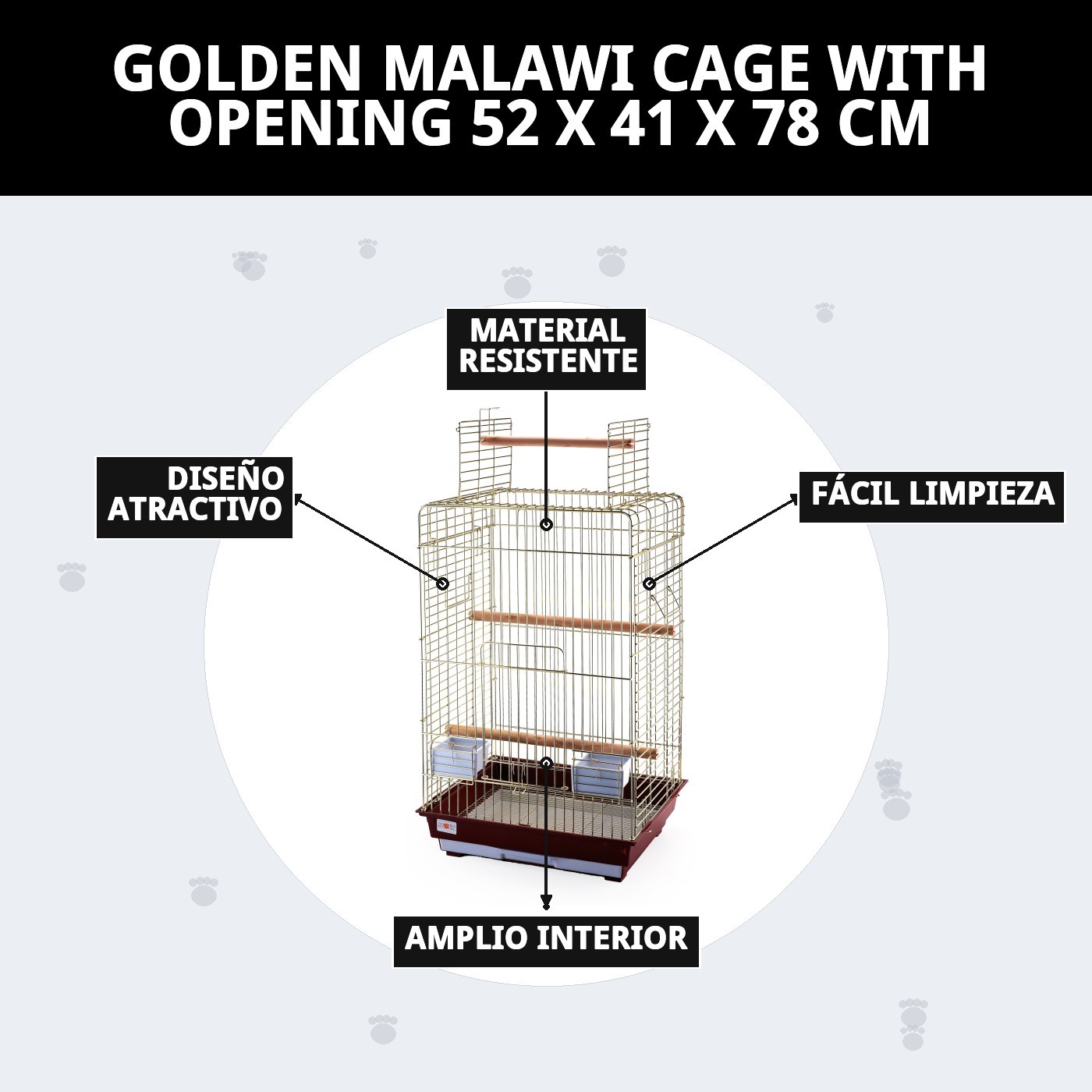 Käfig Malawi gold mit Öffnung 52 x 41 x 78 — Foto 8