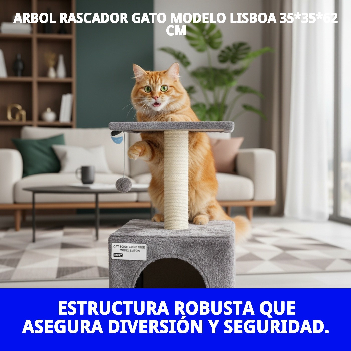 Kratzbaum für Katzen Modell Lissabon 35*35*62 cm — Foto 5