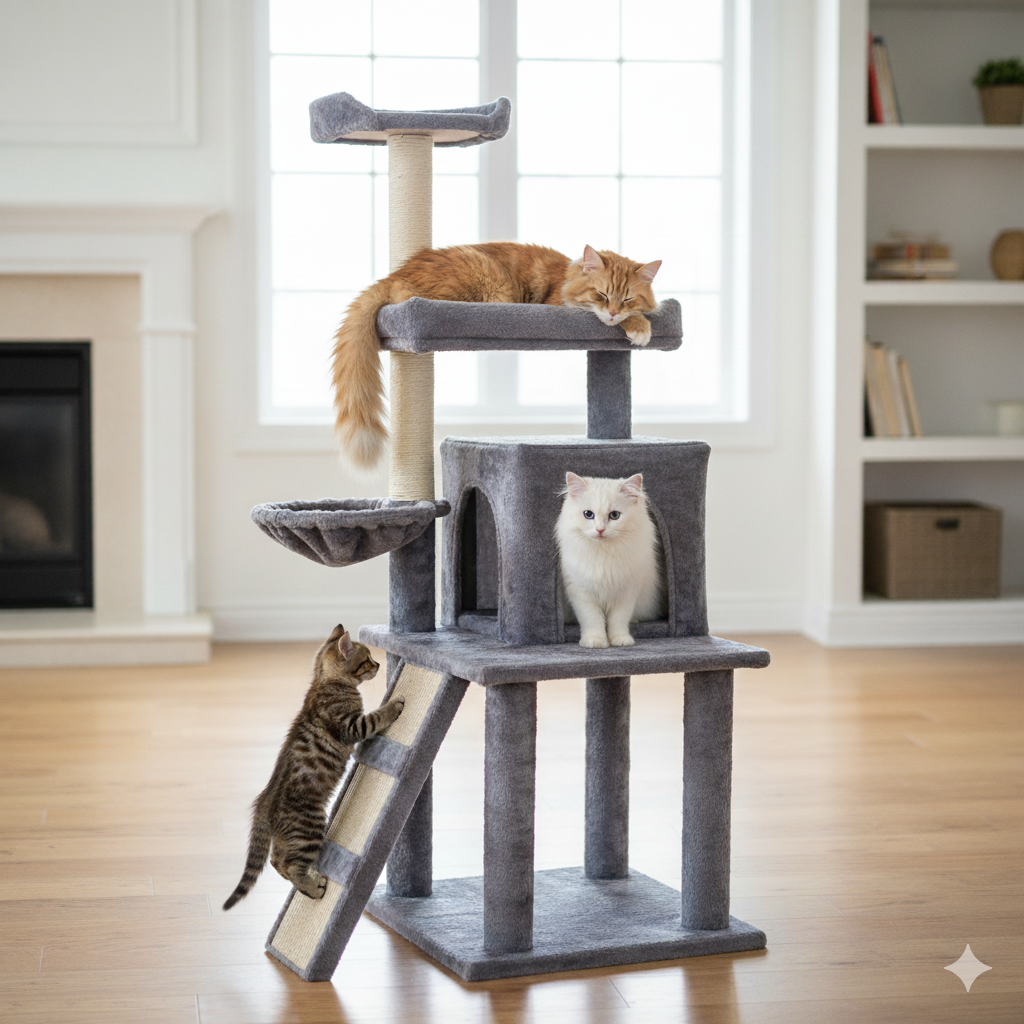 Kratzbaum für Katzen Modell Paris 49x49x132 cm — Foto 3