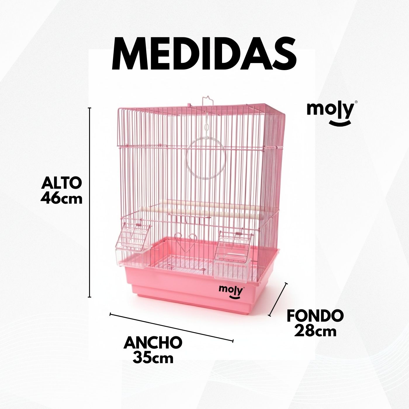 Abnehmbare Vogelkäfig Moly – 35x28x46 cm | Einfach zu Reinigen und in Verschiedenen Farben — Foto 4