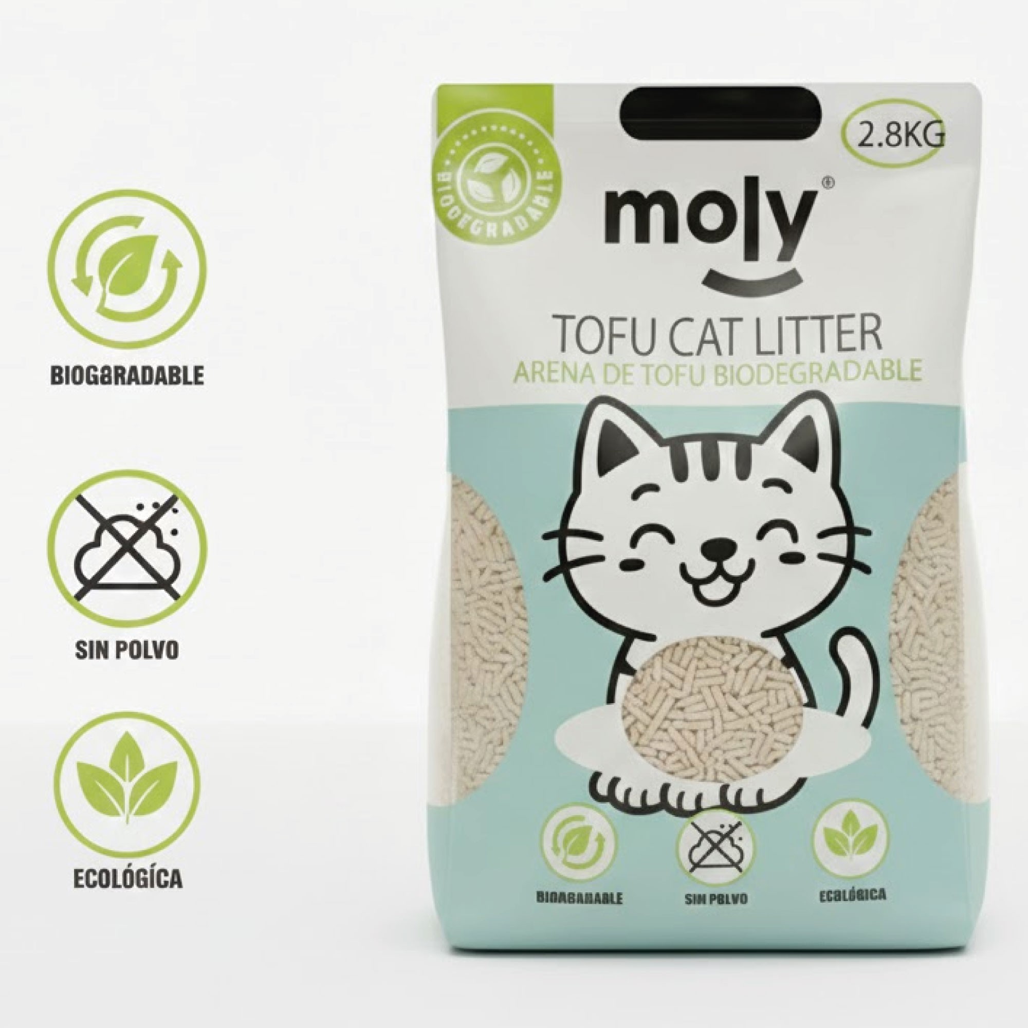 Biologische Tofu-Streu Moly 2,8 kg — Foto 3