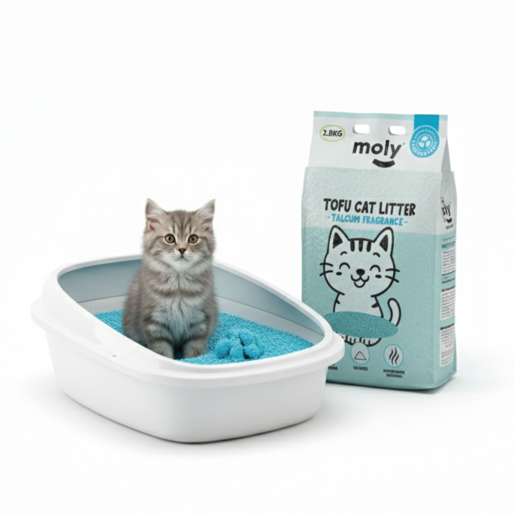 Tofu Katzenstreu Talc 2,8 kg Ökologisch Moly — Foto 2