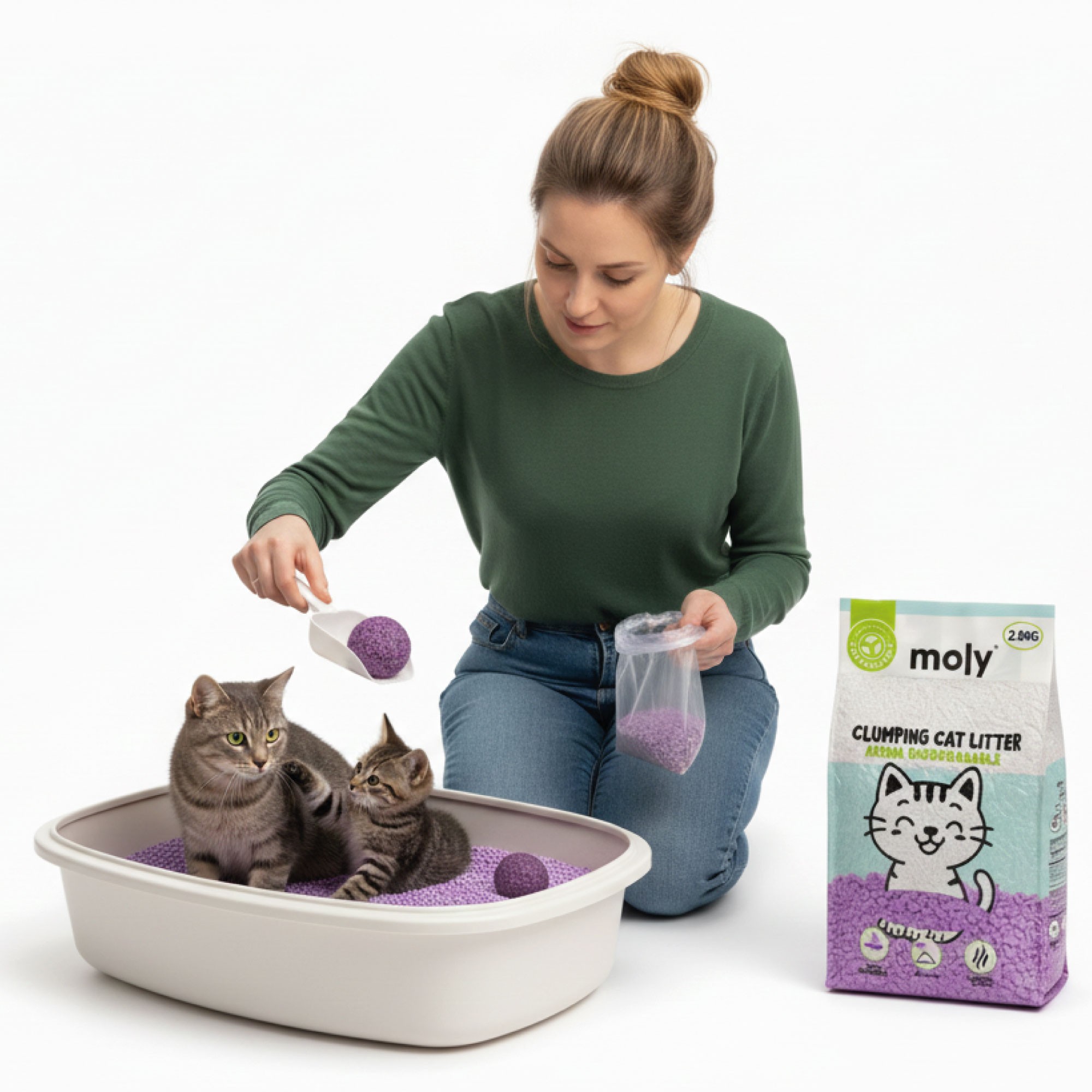 Ökologische Katzenstreu Tofu Lavendel 2,8 kg (8,4 L) — Foto 3