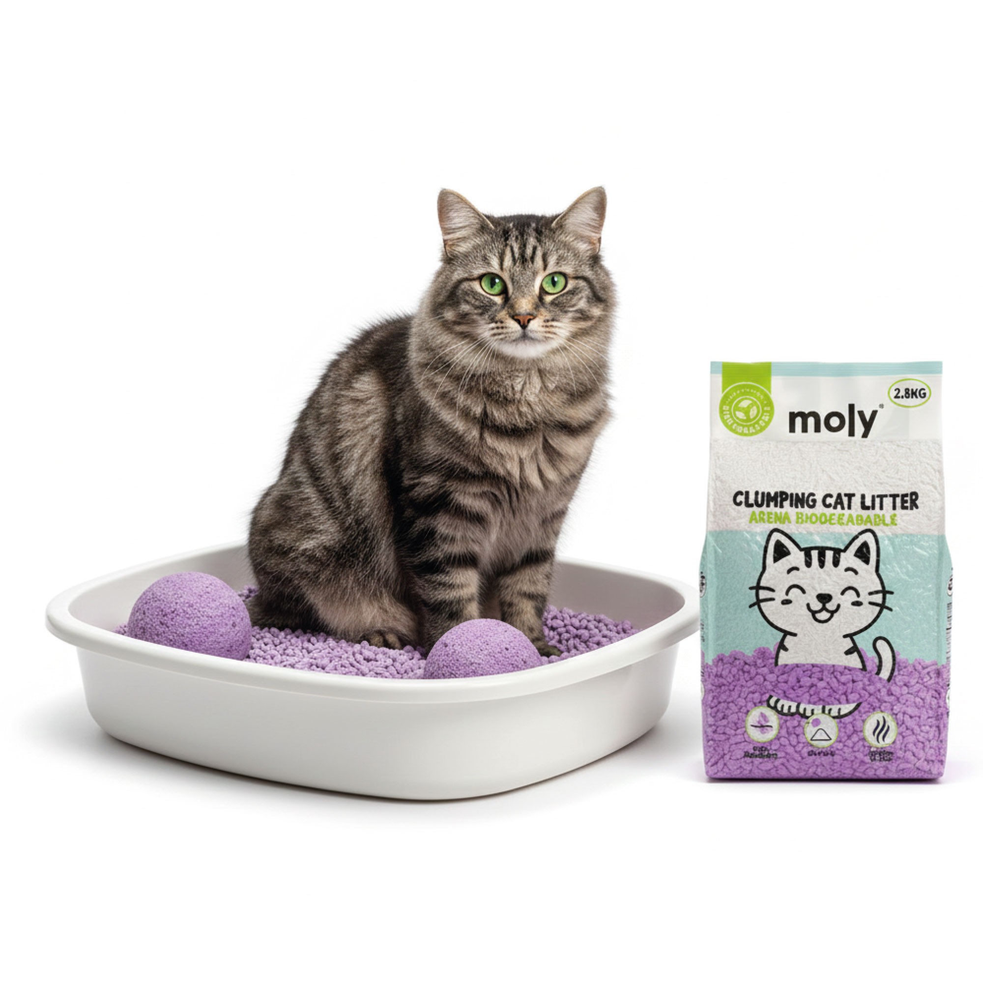 Ökologische Katzenstreu Tofu Lavendel 2,8 kg (8,4 L) — Foto 5