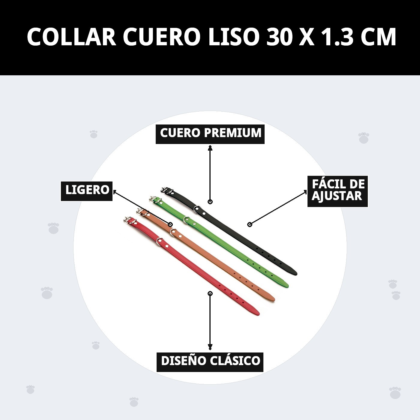 Lederhalsband glatt 30 x 1,3 cm — Foto 9