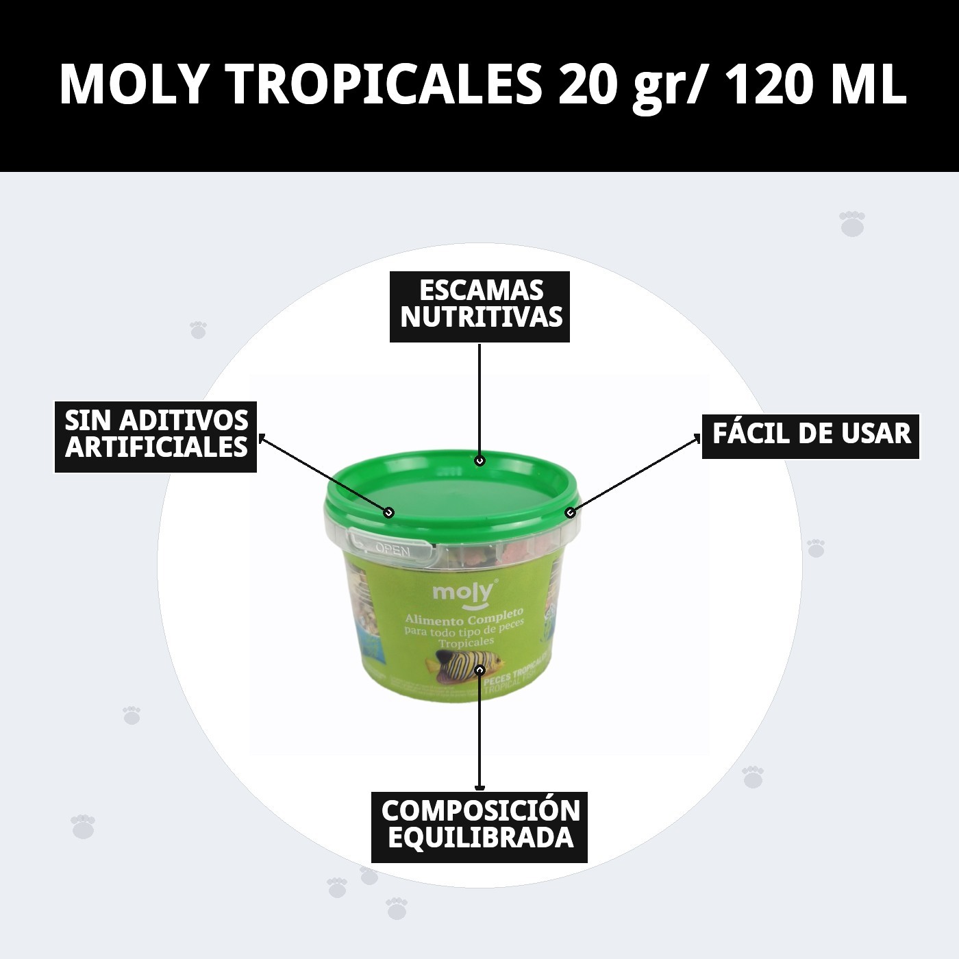 Aliment complet en flocons Moly für tropische Fische - 20 g/120 ml — Foto 9