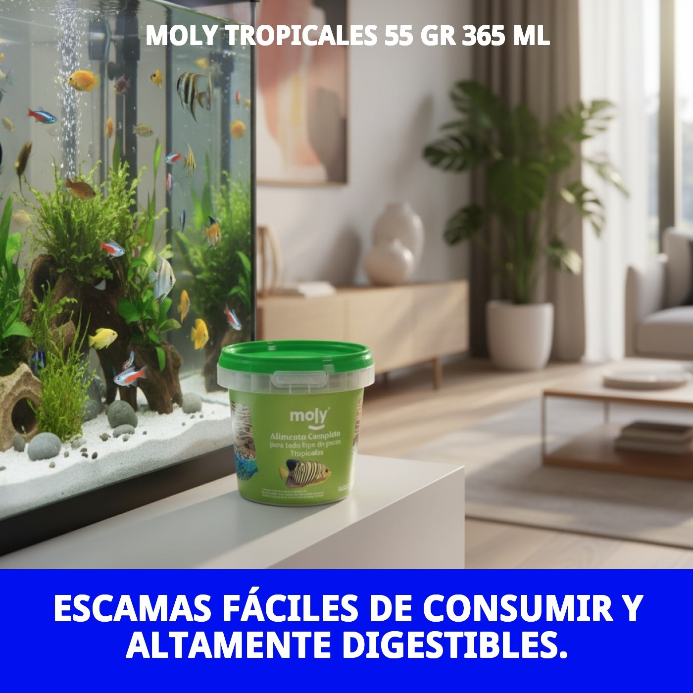 Aliment komplett in Flocken Moly für tropische Fische 55 g / 365 ML — Foto 7
