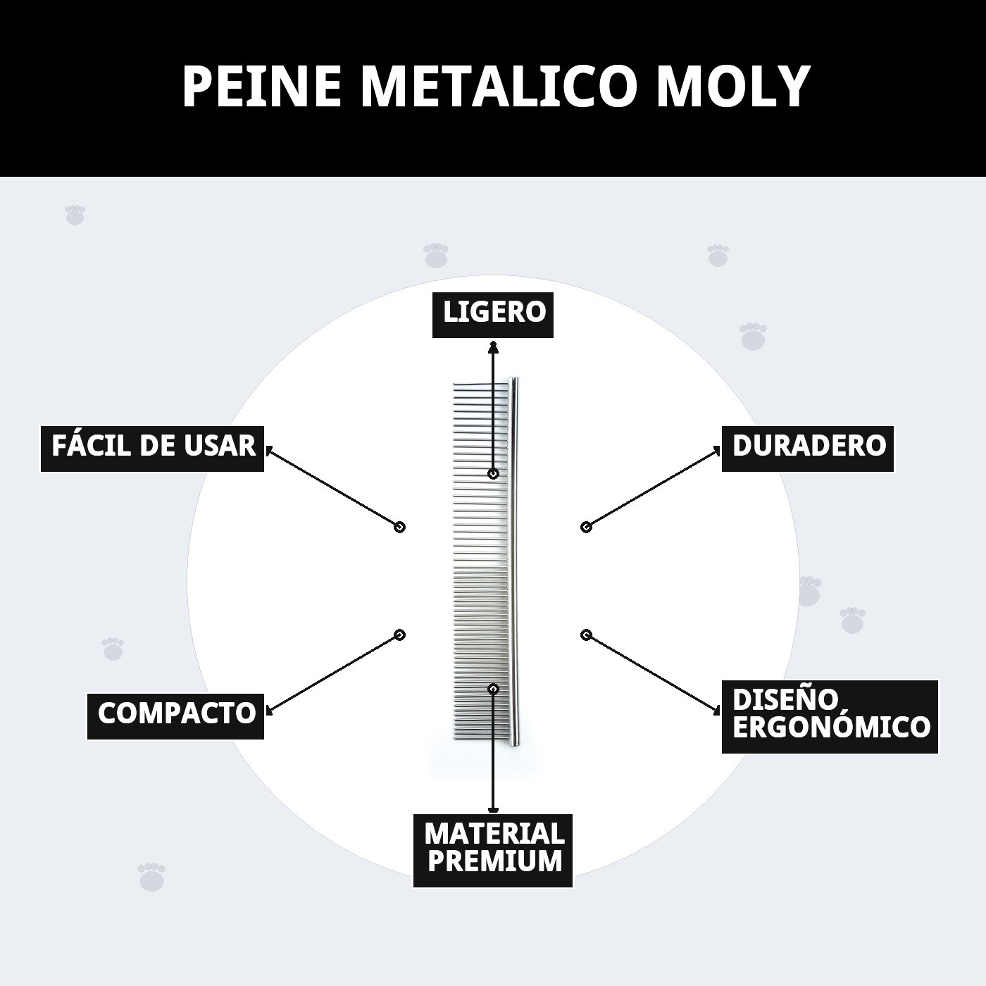 Metallkamm Moly | Professioneller Kamm zum Entwirren und Definieren des Fells von Hunden und Katzen — Foto 8