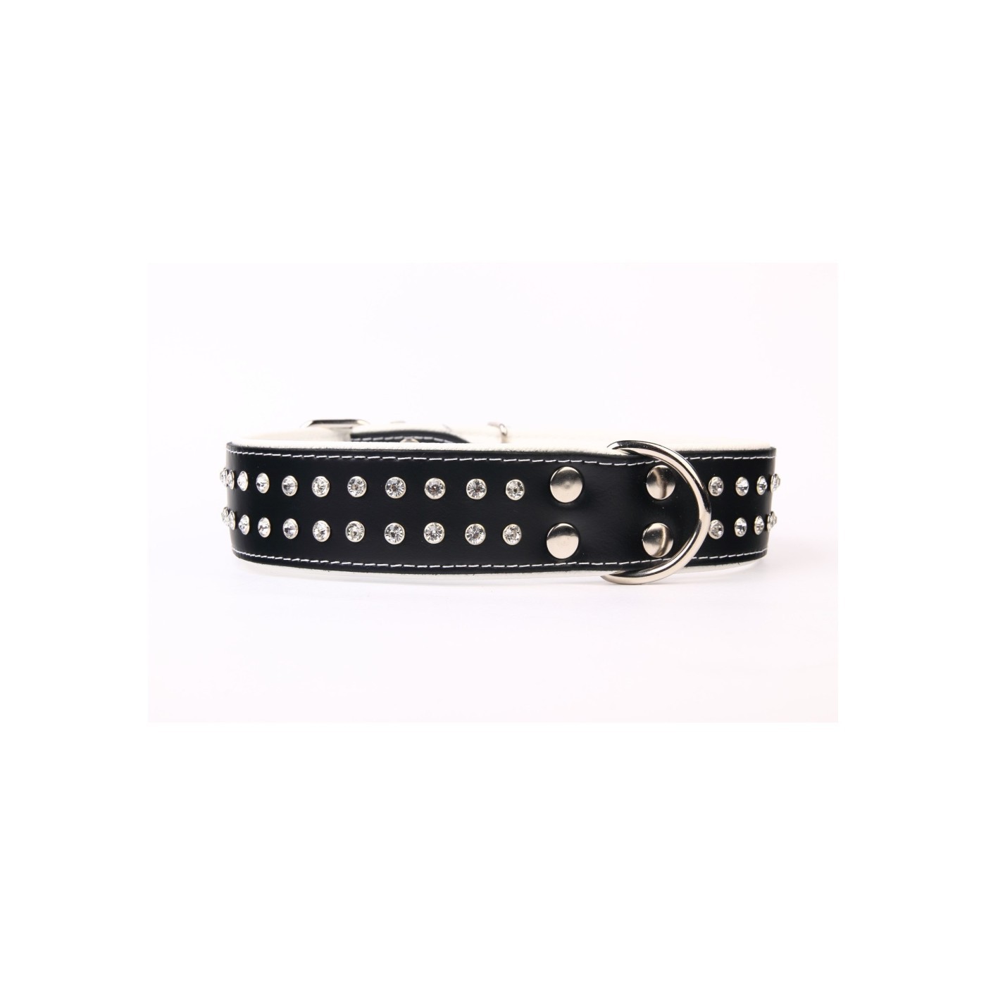 Halsband aus Leder Luxus mit Kristallen 75 cm