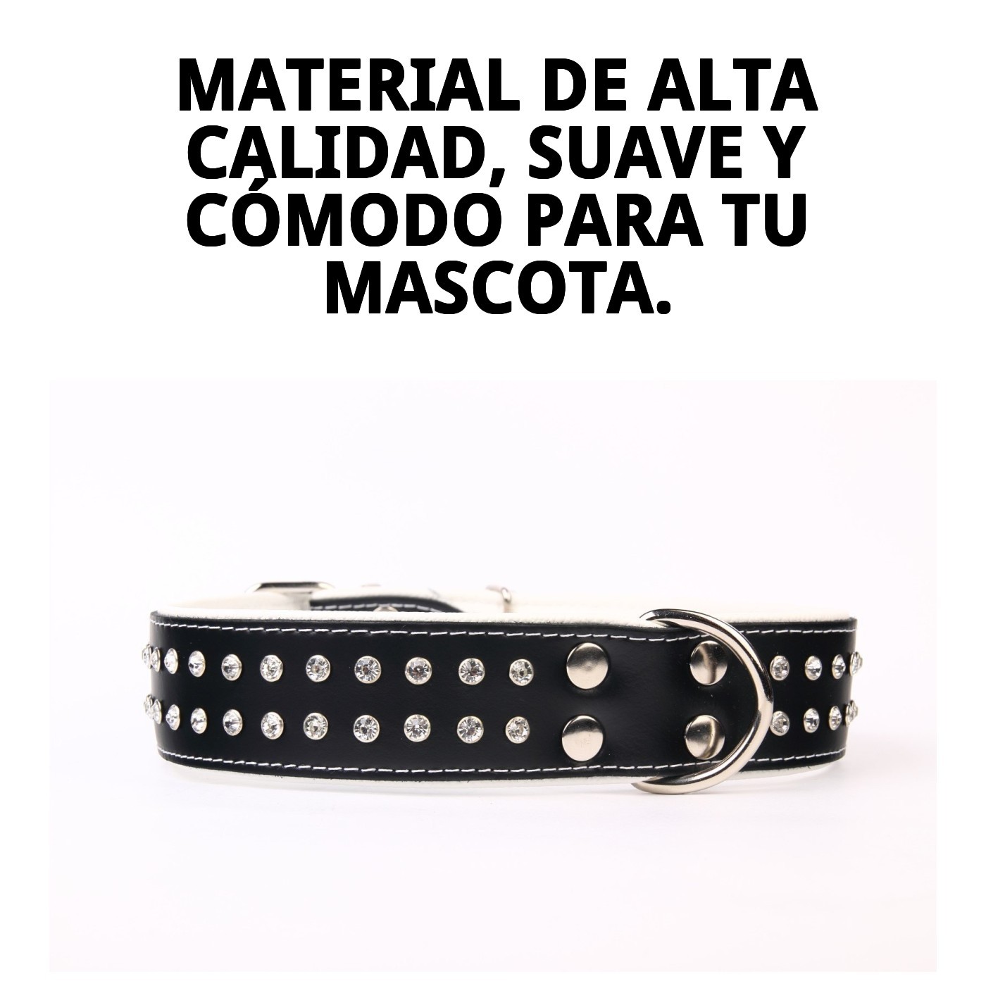 Halsband aus Leder Luxus mit Kristallen 75 cm — Foto 7