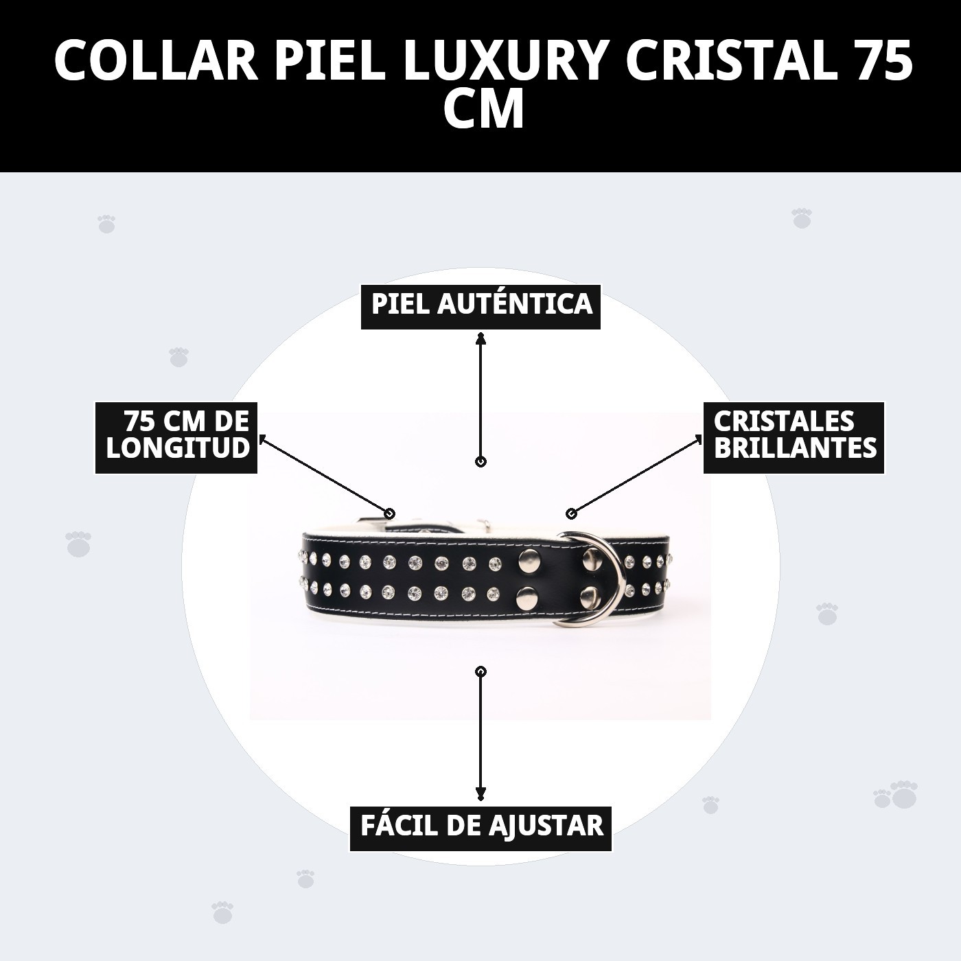 Halsband aus Leder Luxus mit Kristallen 75 cm — Foto 11