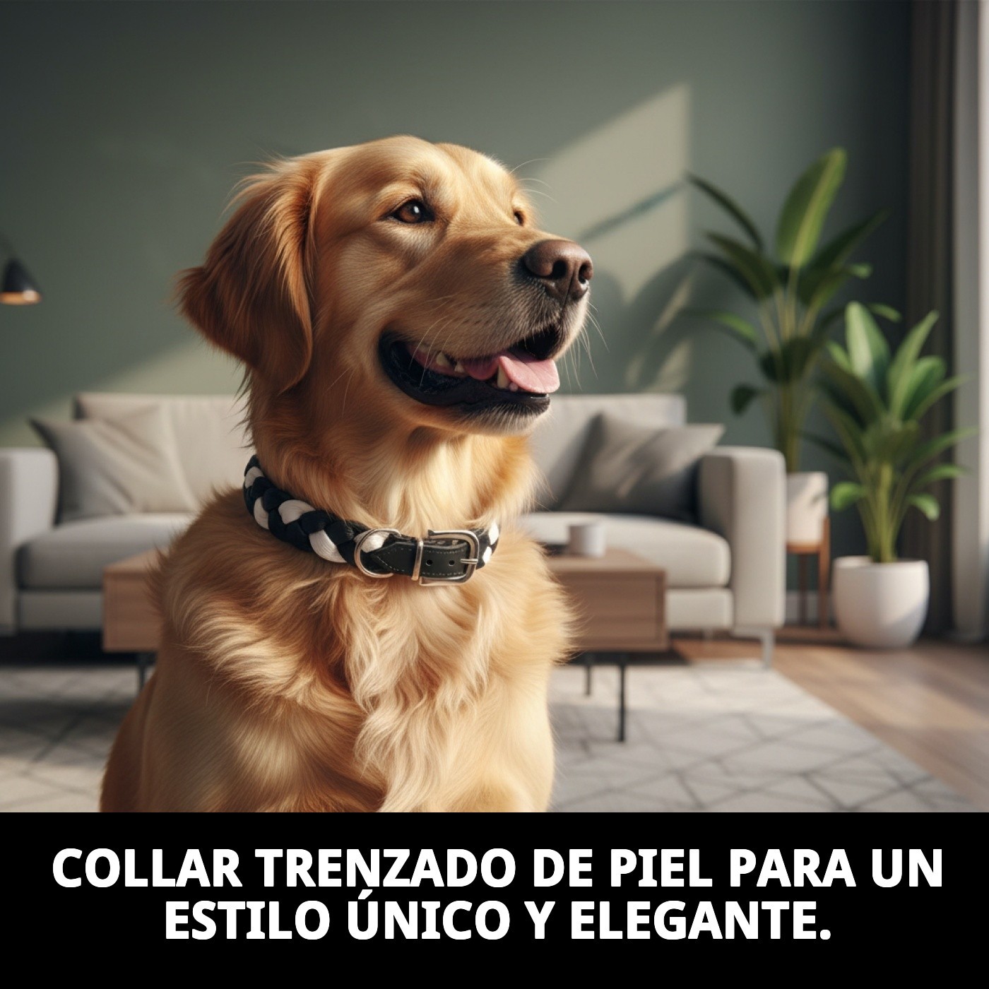 Geflochtenes Halsband aus Leder Luxury 50 cm für Tiere — Foto 4