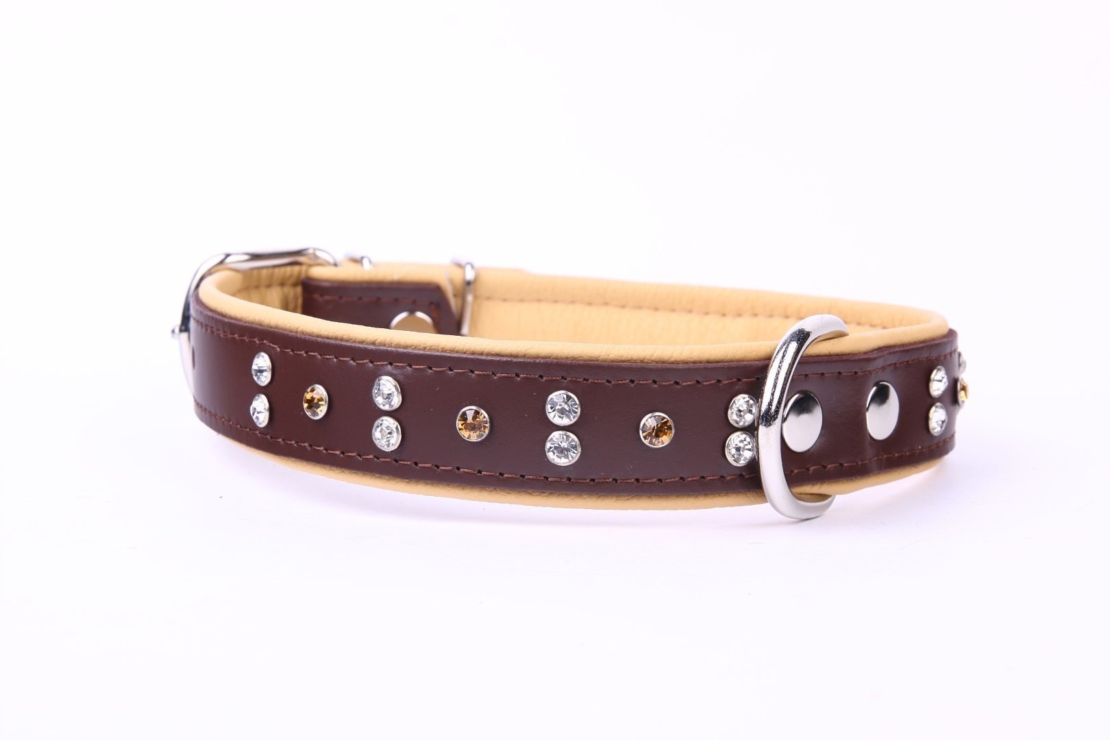 Halsband aus Leder Luxury mit Kristallen 56 cm — Foto 4
