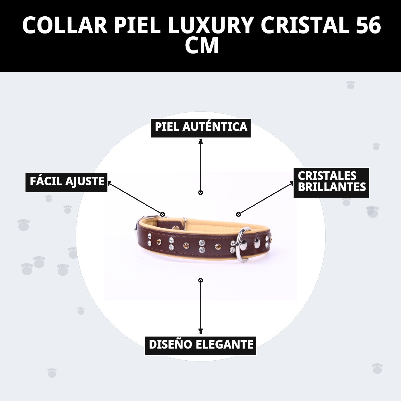 Halsband aus Leder Luxury mit Kristallen 56 cm — Foto 10