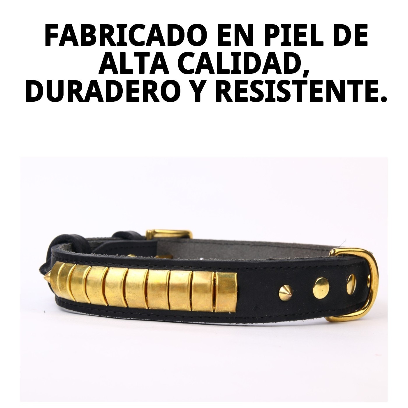 Halsband aus Leder Luxus 65 cm Schwarz und Gold — Foto 5