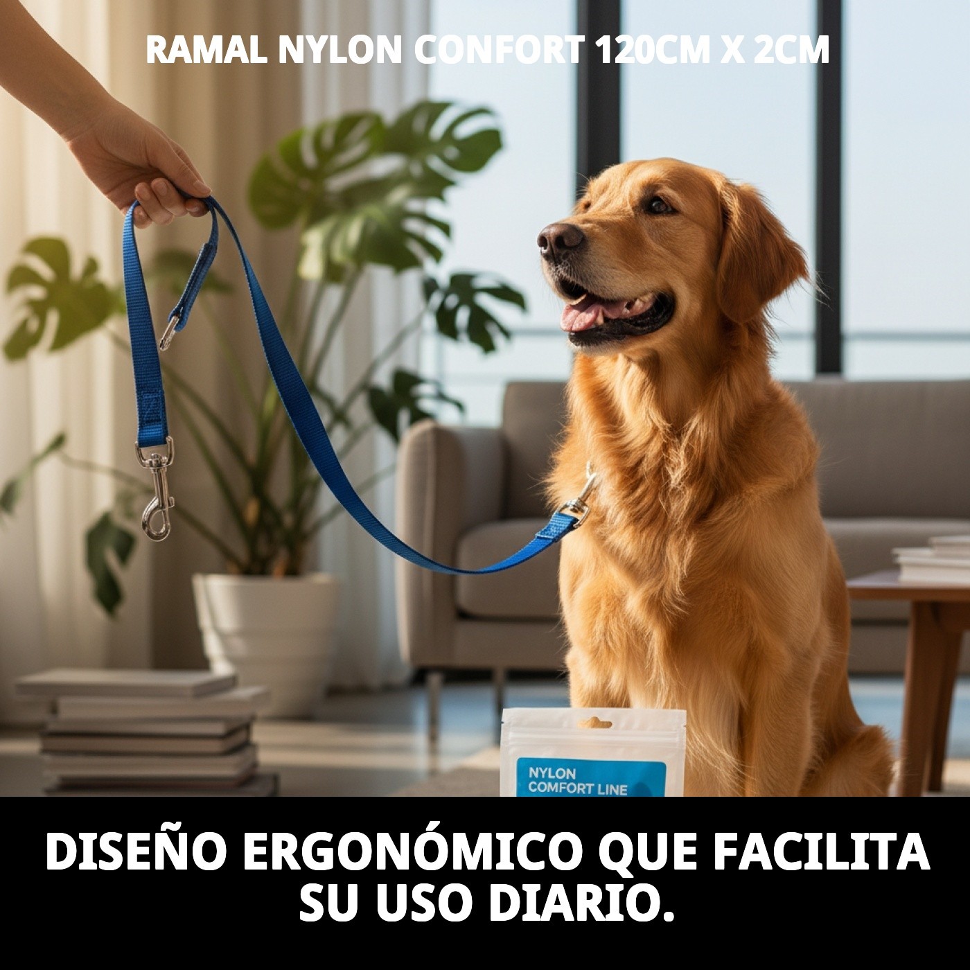 Nylon Comfort Leine 120 cm x 2 cm mit gepolsterter Handgriff | Robuste Leine für Hunde – Moly — Foto 6