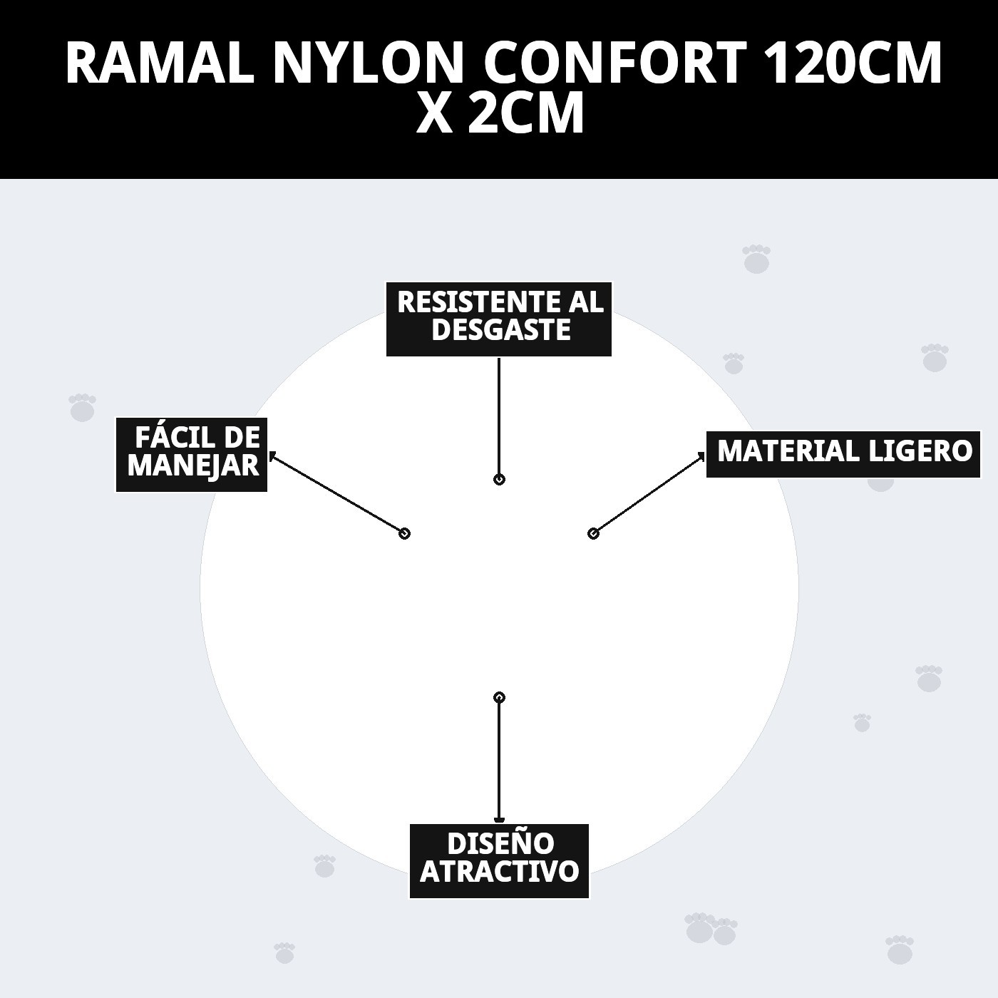 Nylon Comfort Leine 120 cm x 2 cm mit gepolsterter Handgriff | Robuste Leine für Hunde – Moly — Foto 7