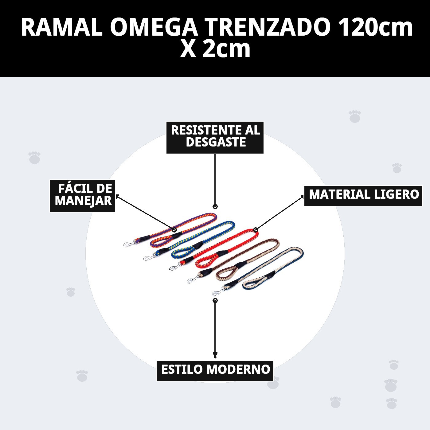 Omega geflochtene Leine 120cm x 2cm — Foto 10
