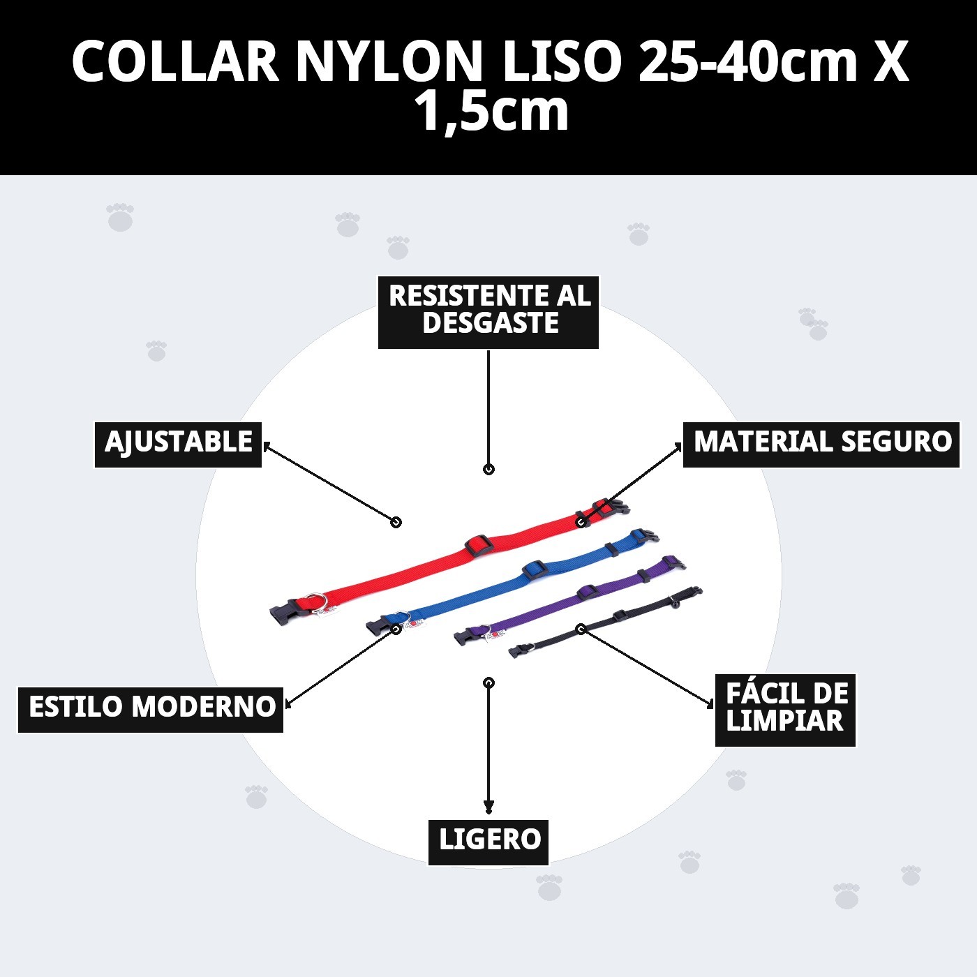 Nylon-Halsband glatt 25-40cm x 1,5cm — Foto 9