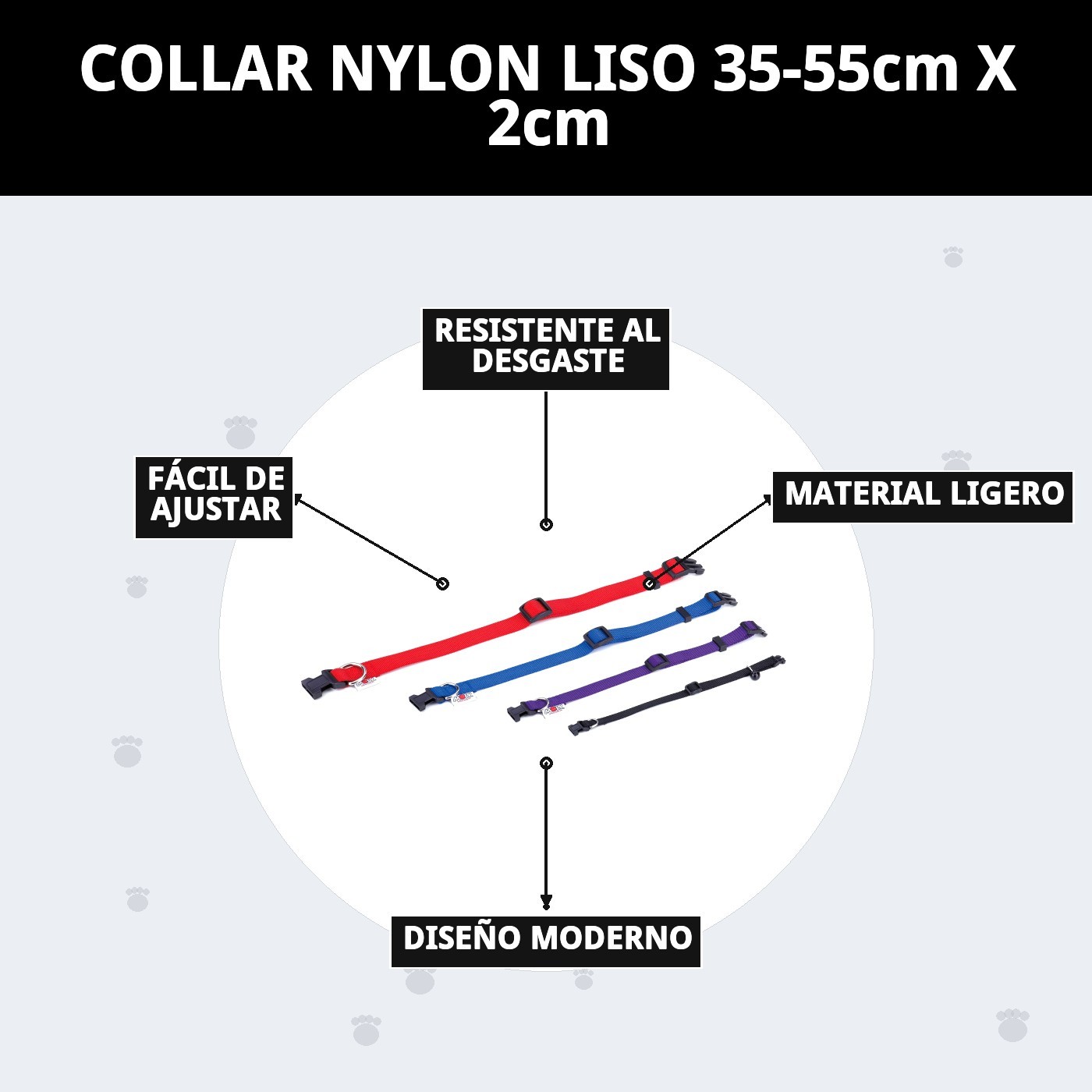 Nylon-Halsband glatt 35-55cm — Foto 9