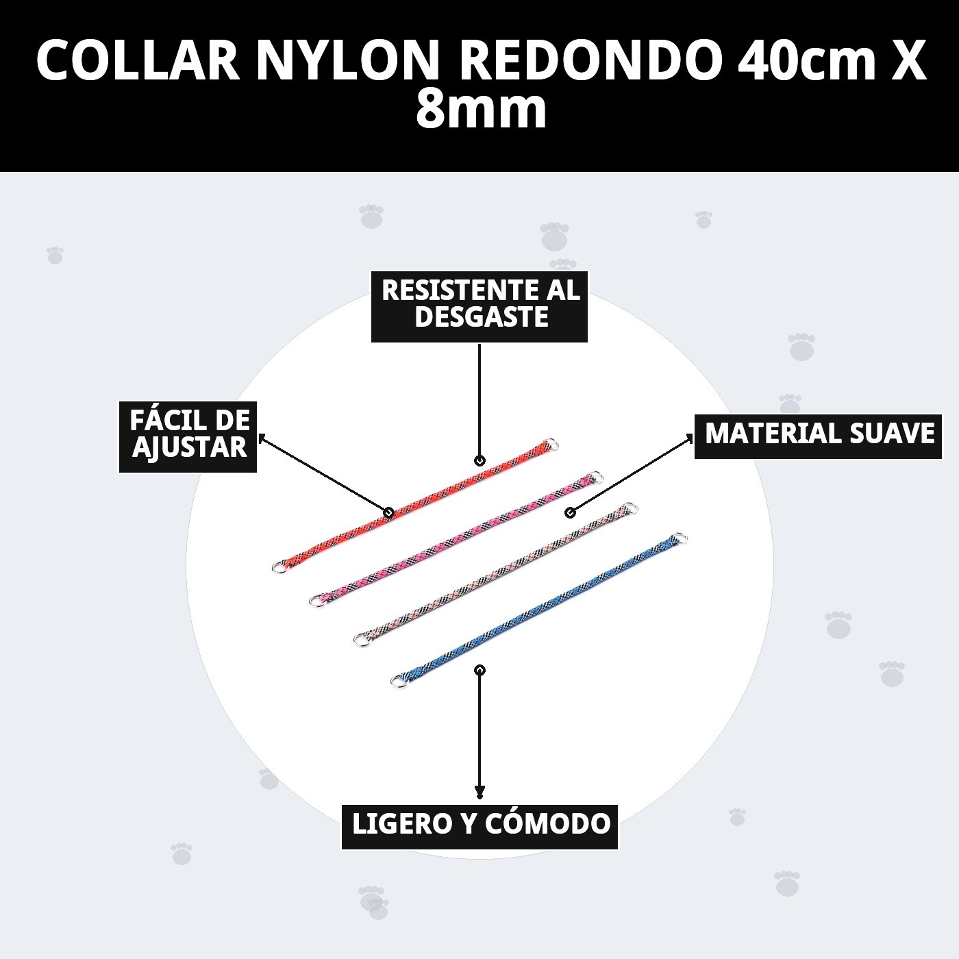 Nylon-Halsband rund 40cm x 8mm für Tiere — Foto 9