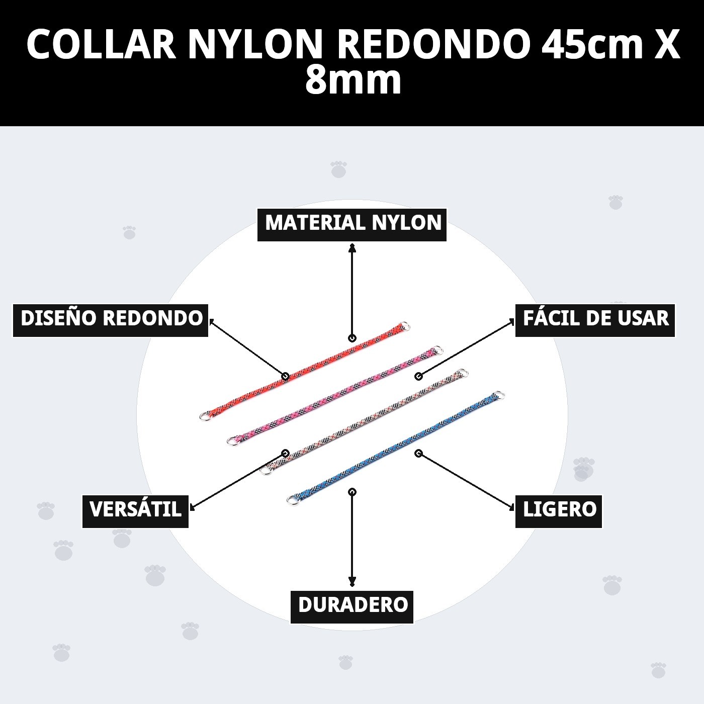 Nylon-Halsband rund 45cm x 8mm für Tiere — Foto 9