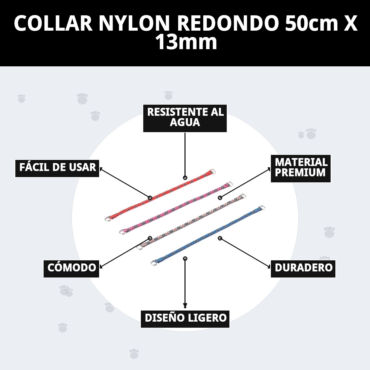Runder Nylon-Halsband 50cm x 13mm — Foto 9