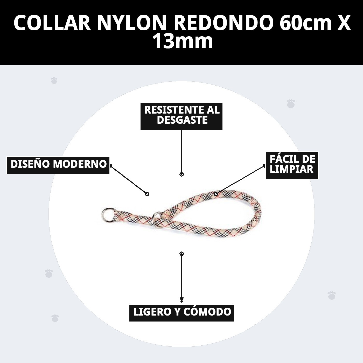 Runder Nylon-Halsband 60cm x 13mm für Tiere — Foto 11