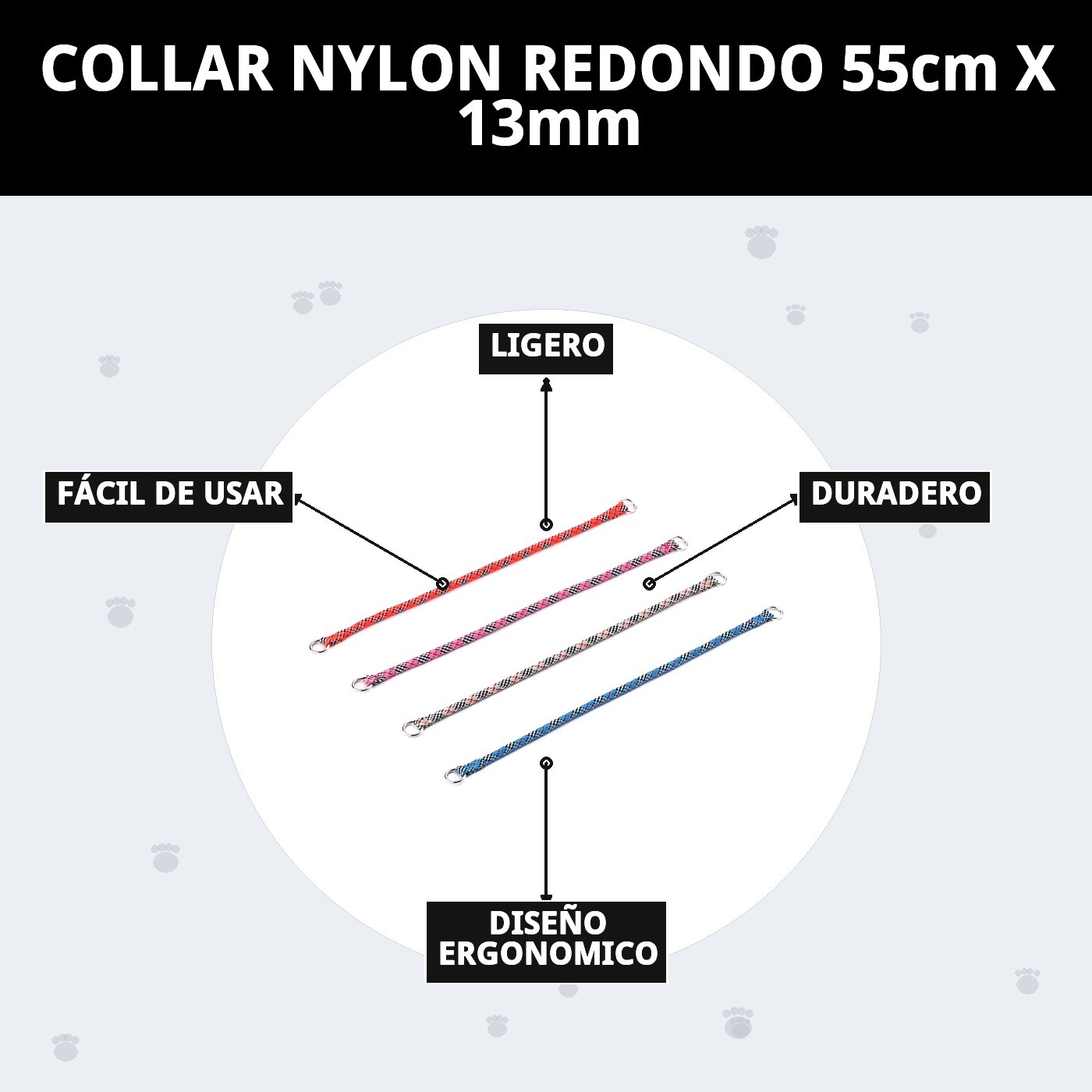 Runder Nylon-Halsband 55cm x 13mm — Foto 10