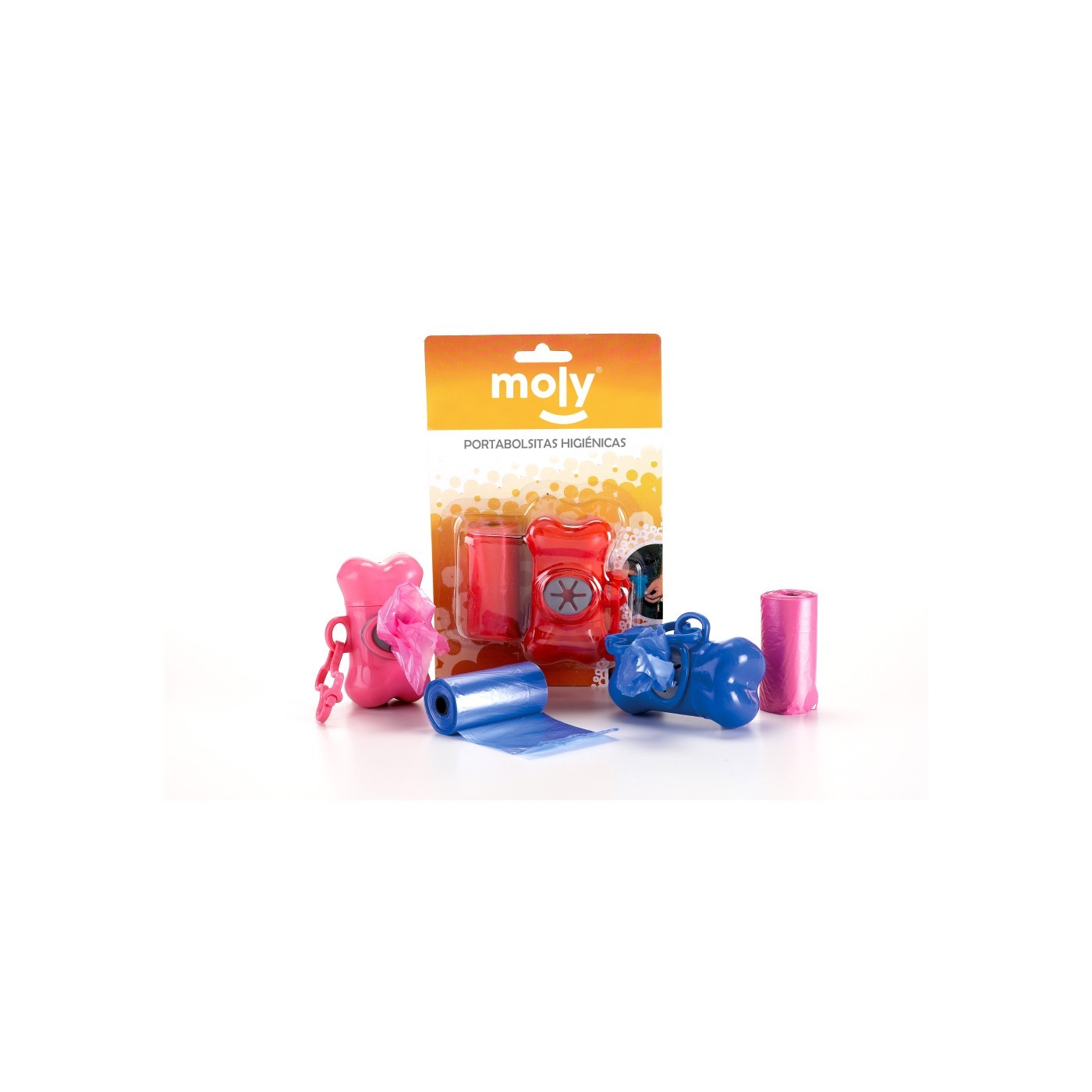 Hygienespender in Knochenform + 2 Nachfüllungen (40 Tüten) Moly | Praktischer Tütenspender für Spaziergänge