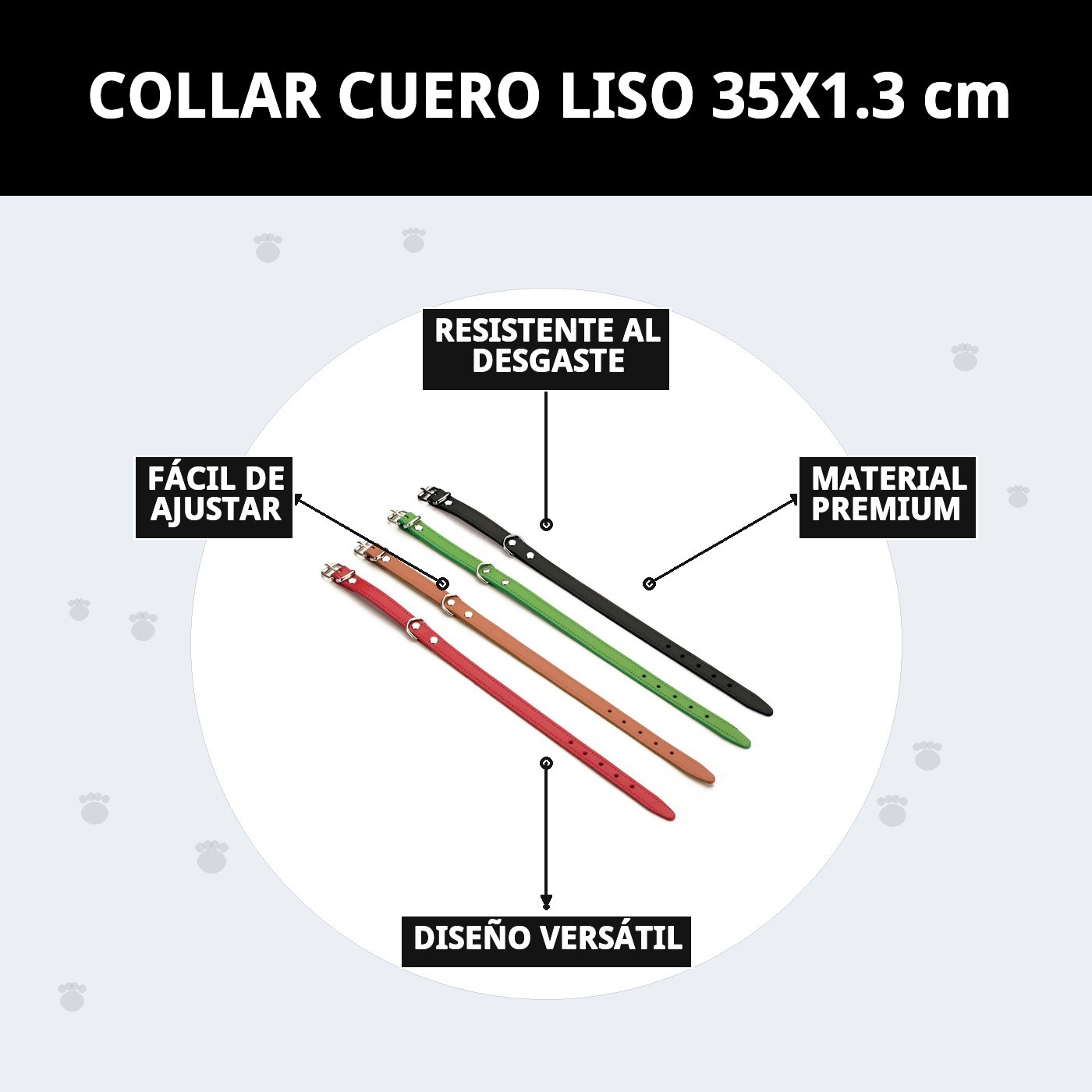 Glatter Lederhalsband 35x1.3 cm — Foto 9