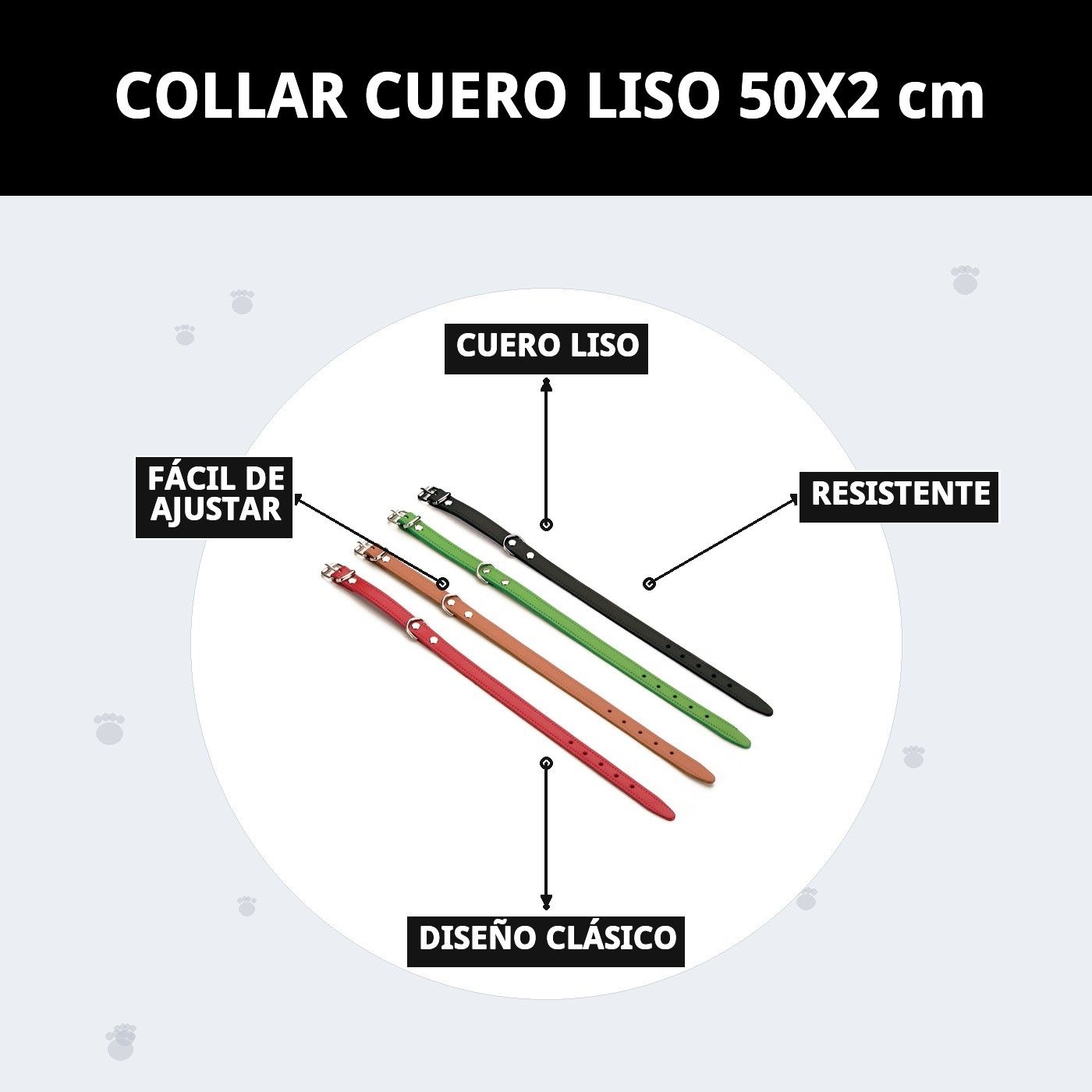 Glatter Lederhalsband 50x2 cm — Foto 9