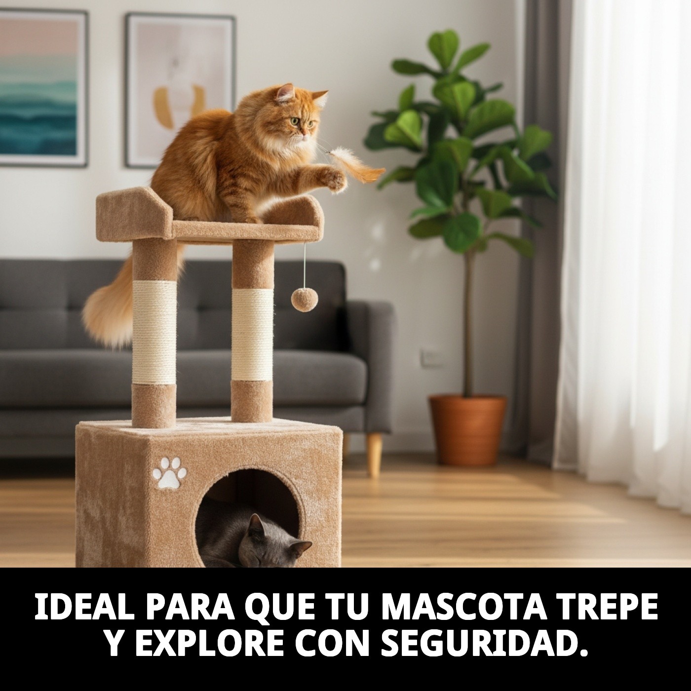 Moly Katzenbaum Cube mit 2 Plattformen - Kratzbaum Mod. Florida 92 cm — Foto 2
