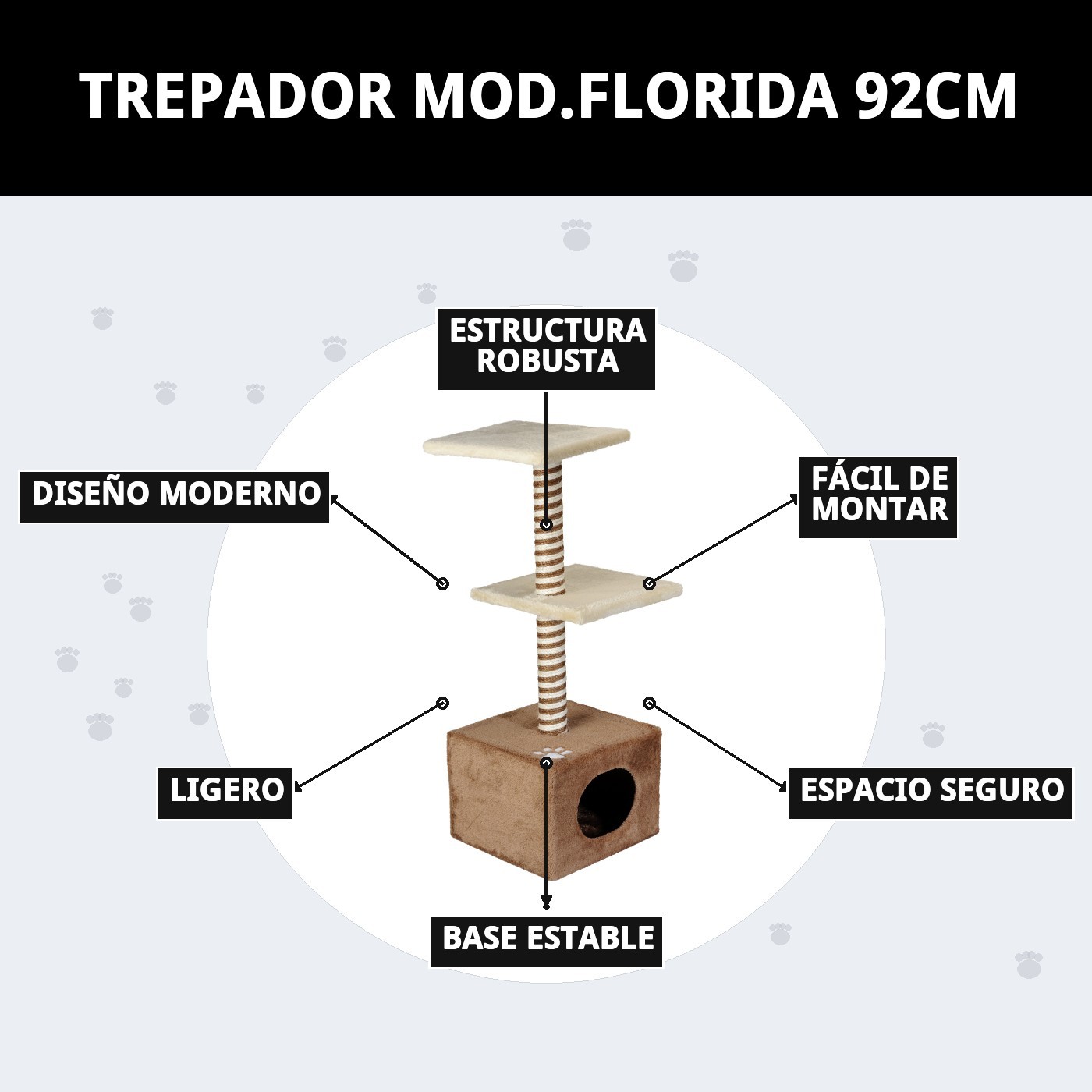 Moly Katzenbaum Cube mit 2 Plattformen - Kratzbaum Mod. Florida 92 cm — Foto 7